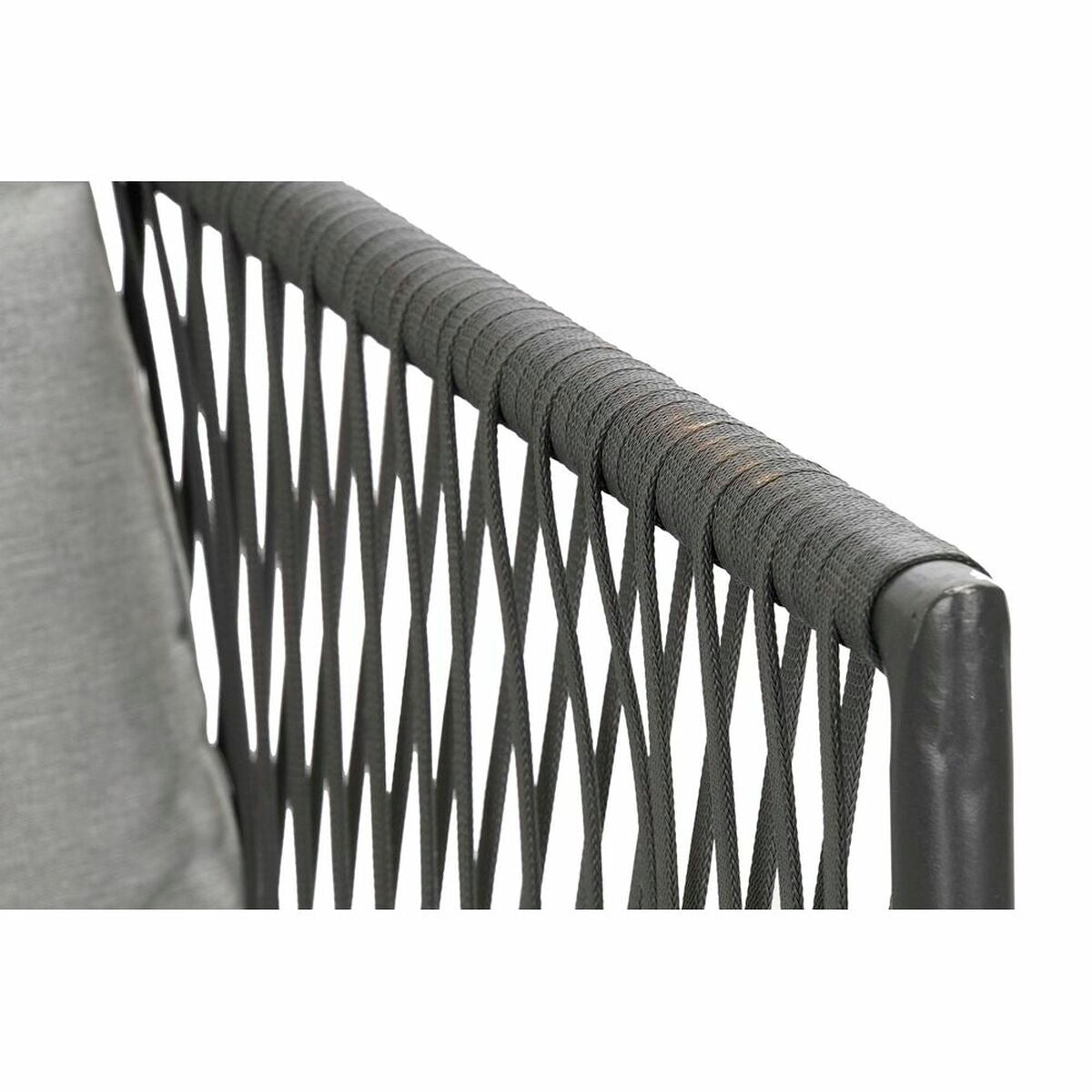 Garden Sofa DKD Hjemmeinnredning Black Metal Aluminium Rope 30 x 40 cm 192 x