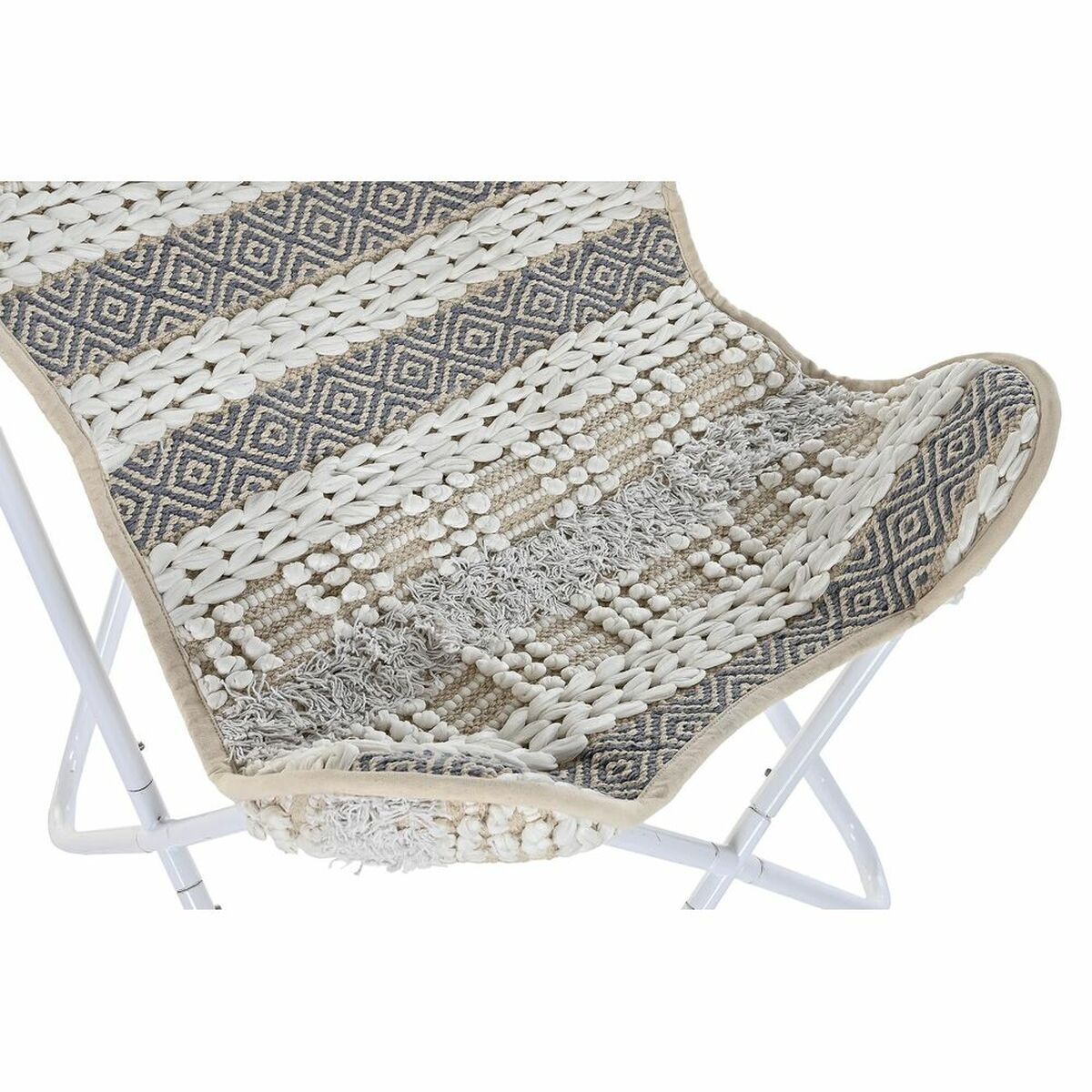 Chaise de jardin DKD Dec intérieur Fon blanc en coton gris (74 x 65 x 90 cm)