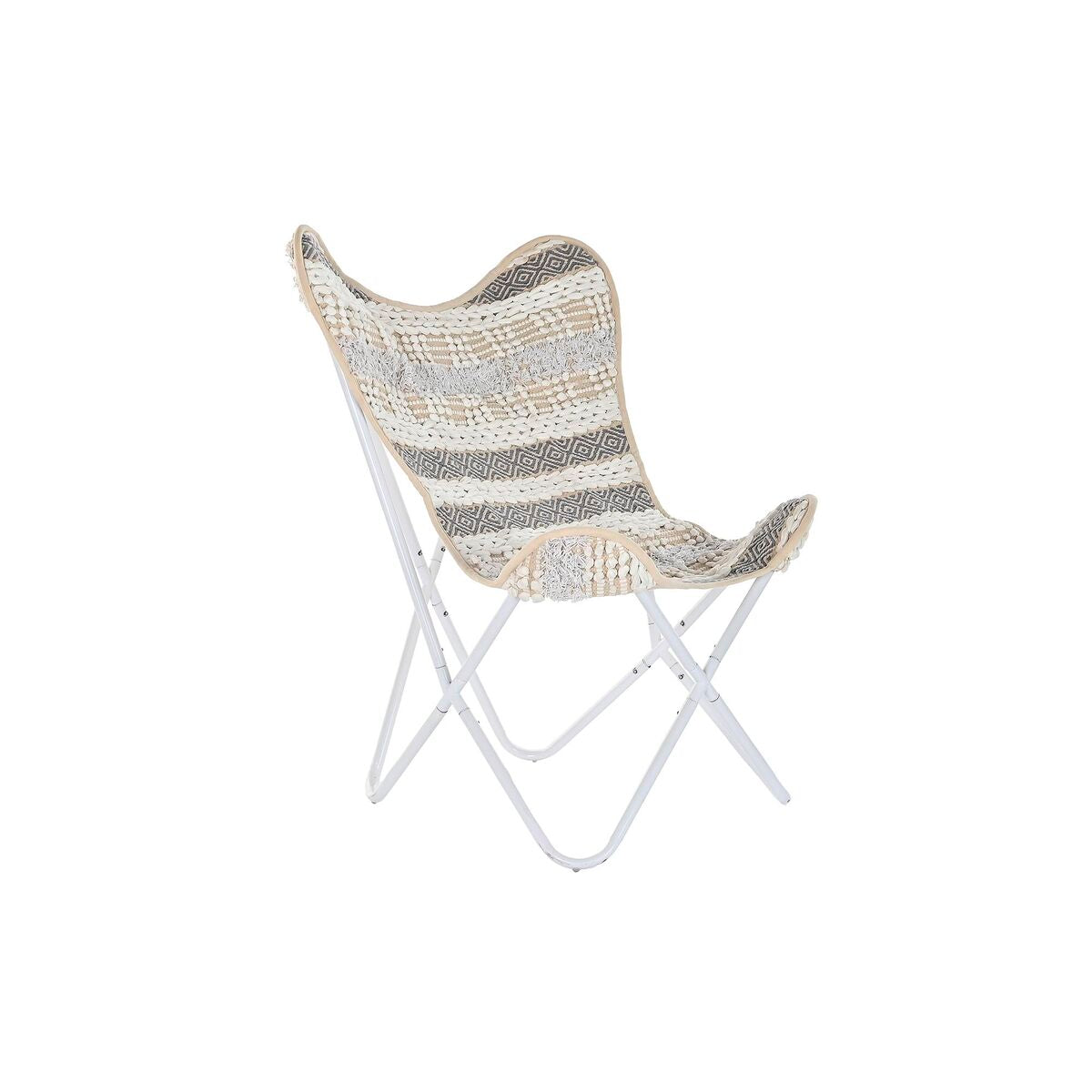 Chaise de jardin DKD Dec intérieur Fon blanc en coton gris (74 x 65 x 90 cm)