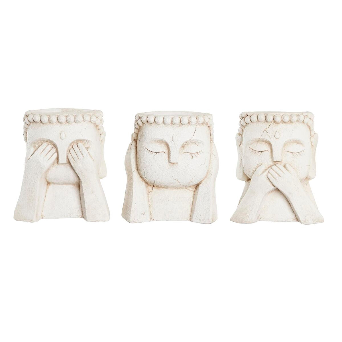 Fioriera DKD Home Decor 26 x 22 x 28,5 cm Buddha White Oriental