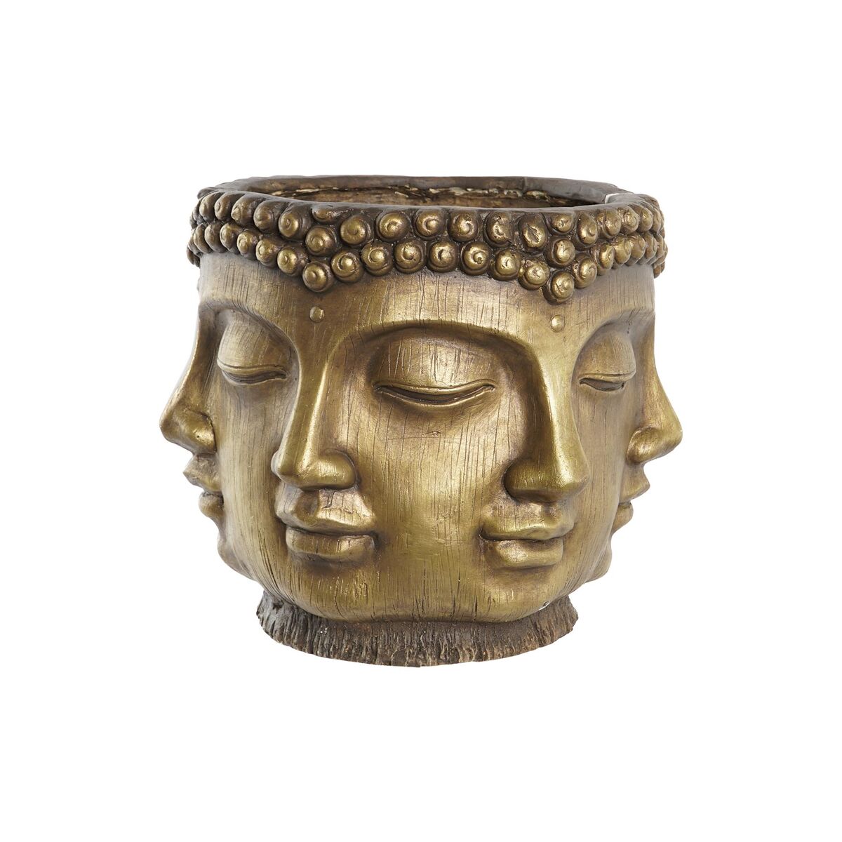 Pflanzer DKD Home Decor Golden Holz Magnesium Kreis Buddha Orientalisch