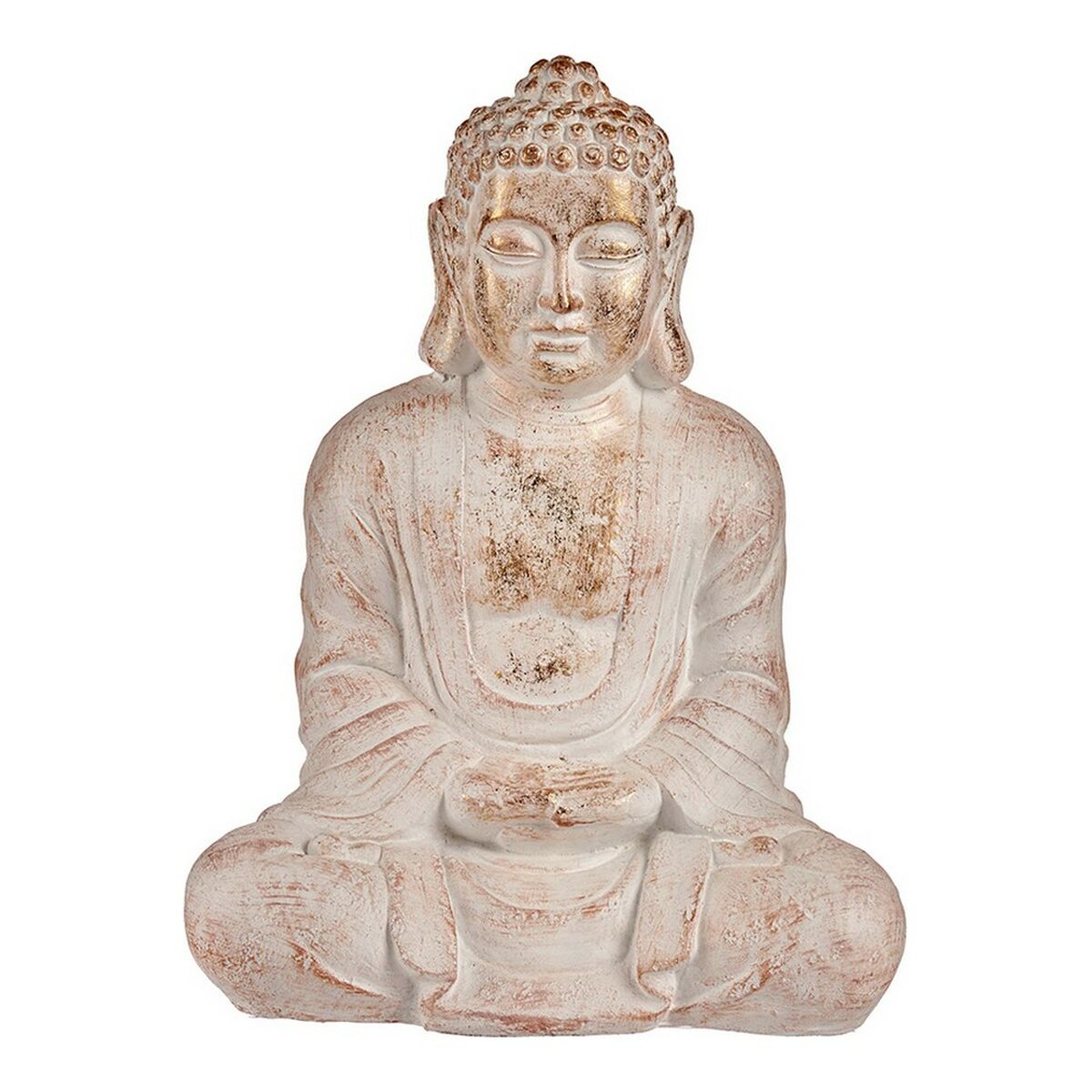 Dekorativ hagefigur Buddha White/Gold Polyresin (25 x 57 x 42,5