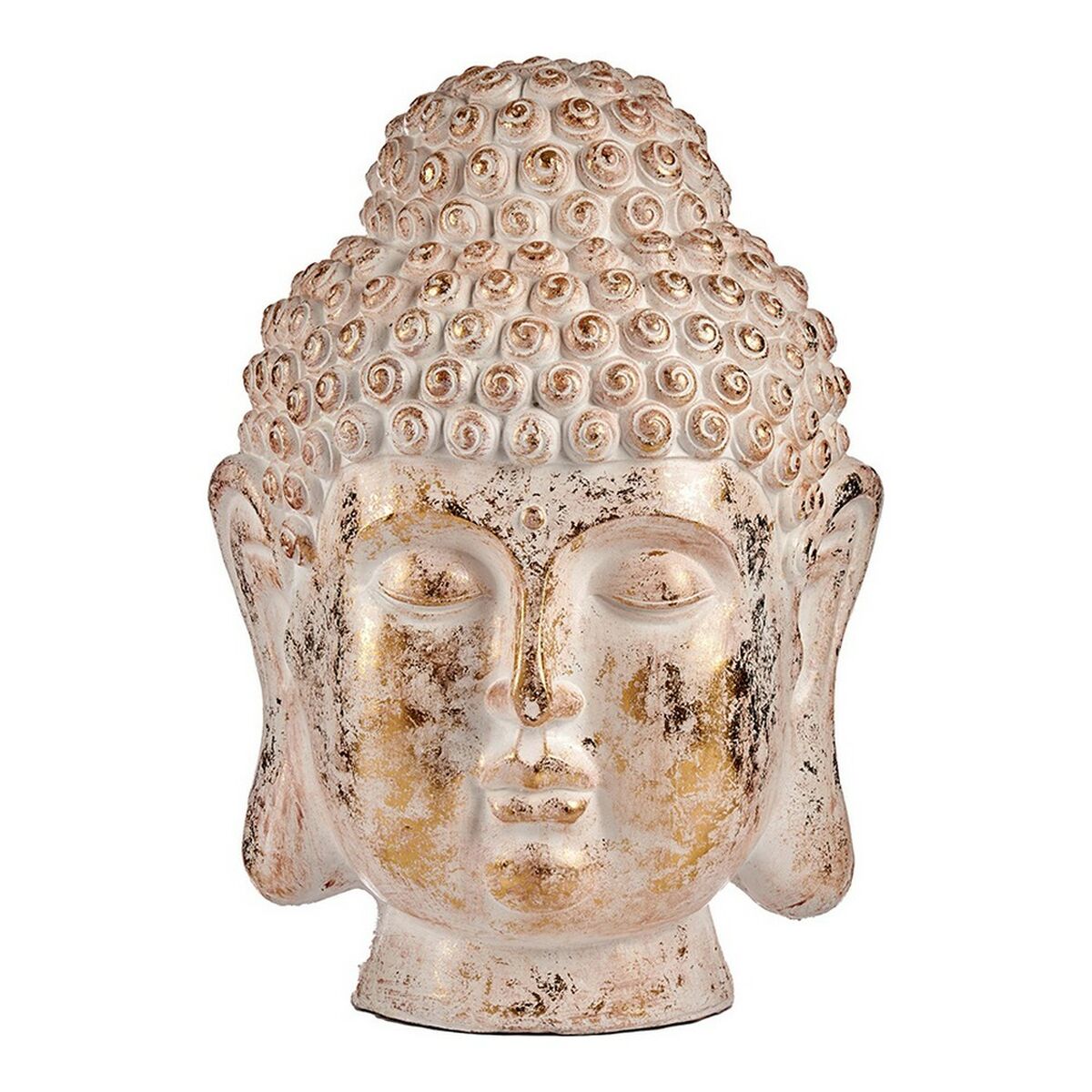 Figura da giardino decorativa Buddha testa bianca/oro polyresina (45,5 x 68 x