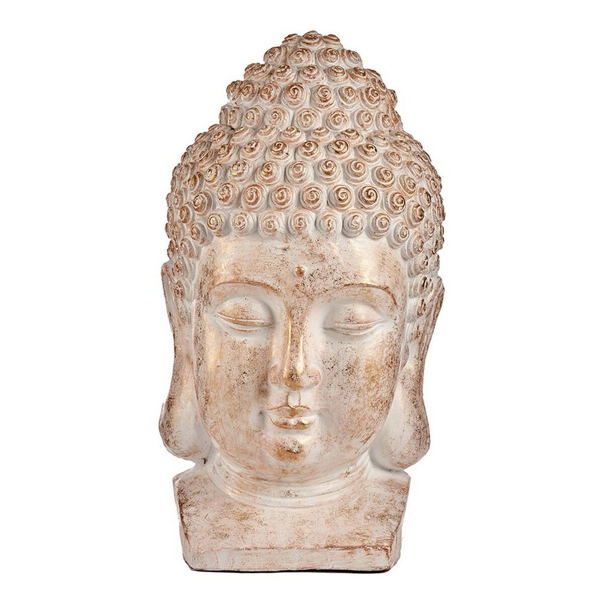 Jardin décoratif Figure Bouddha tête blanc / or polyréine (35 x 65,5 x