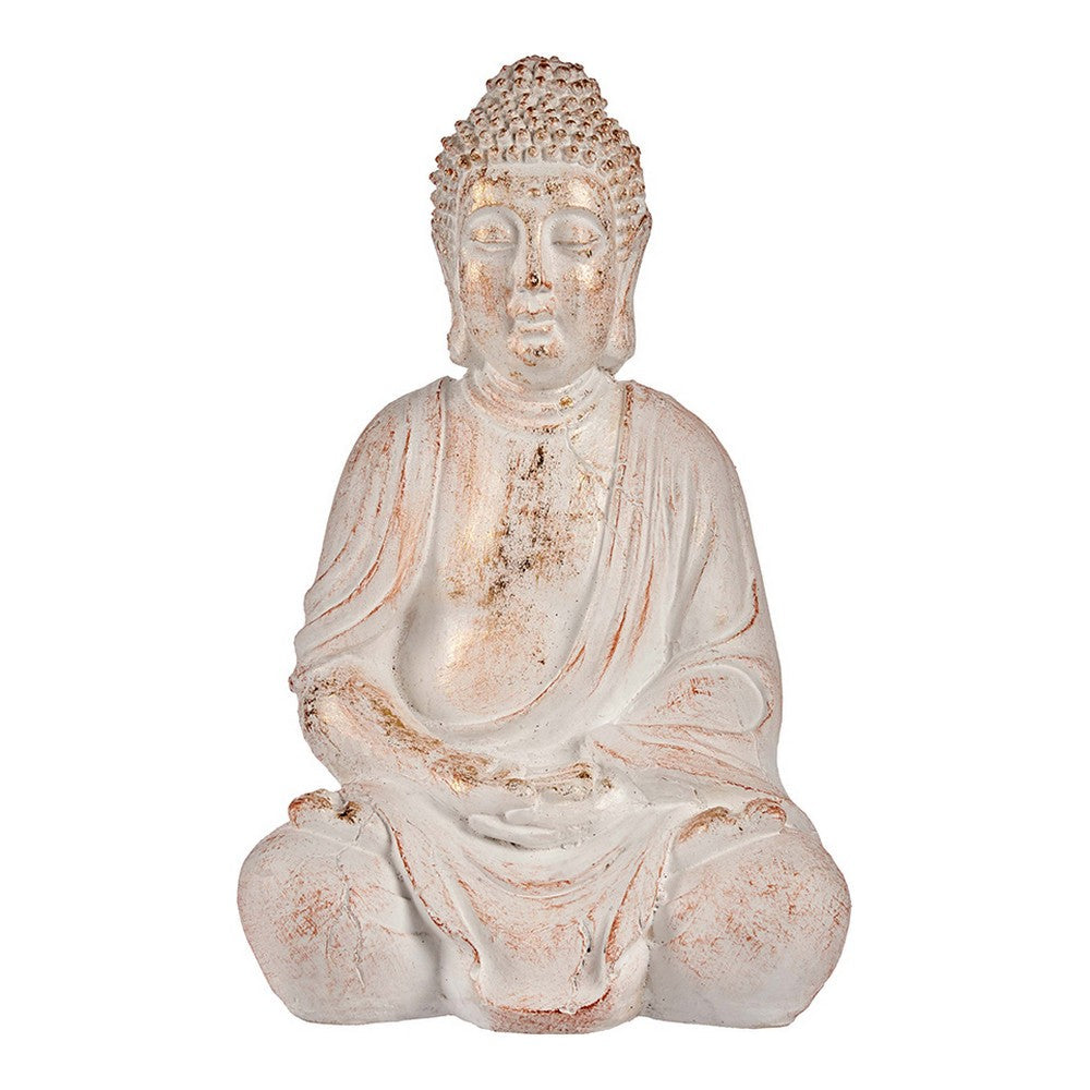 Decoratieve tuinfiguur Boeddha wit/gouden polyresin (24,5 x 50 x 31,8