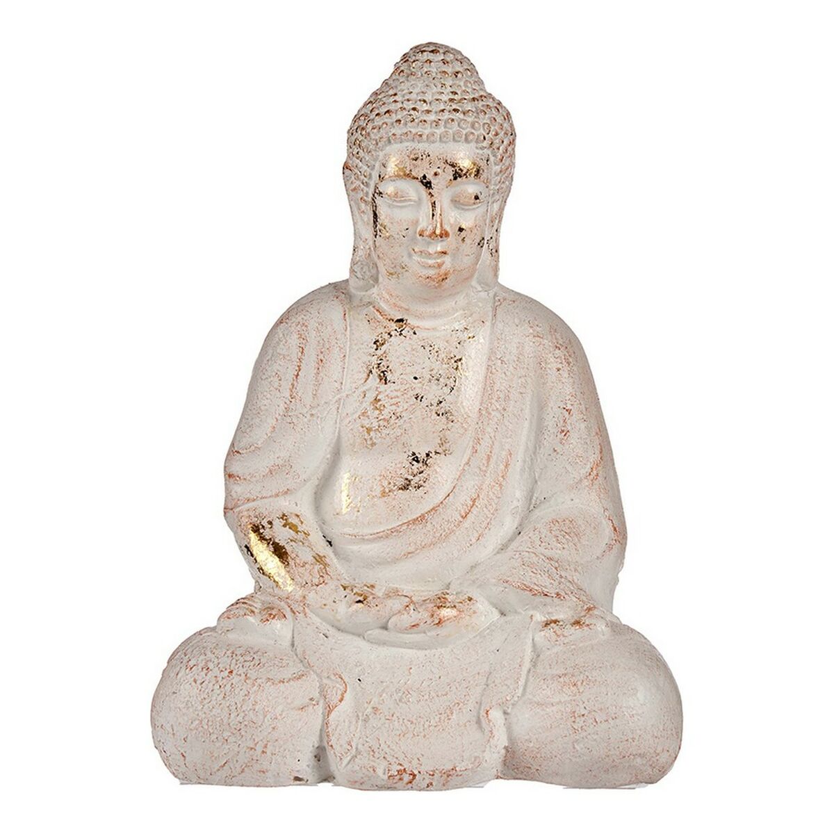 Jardin décoratif Figure Bouddha blanc / or polyréine (22,5 x 41,5 x