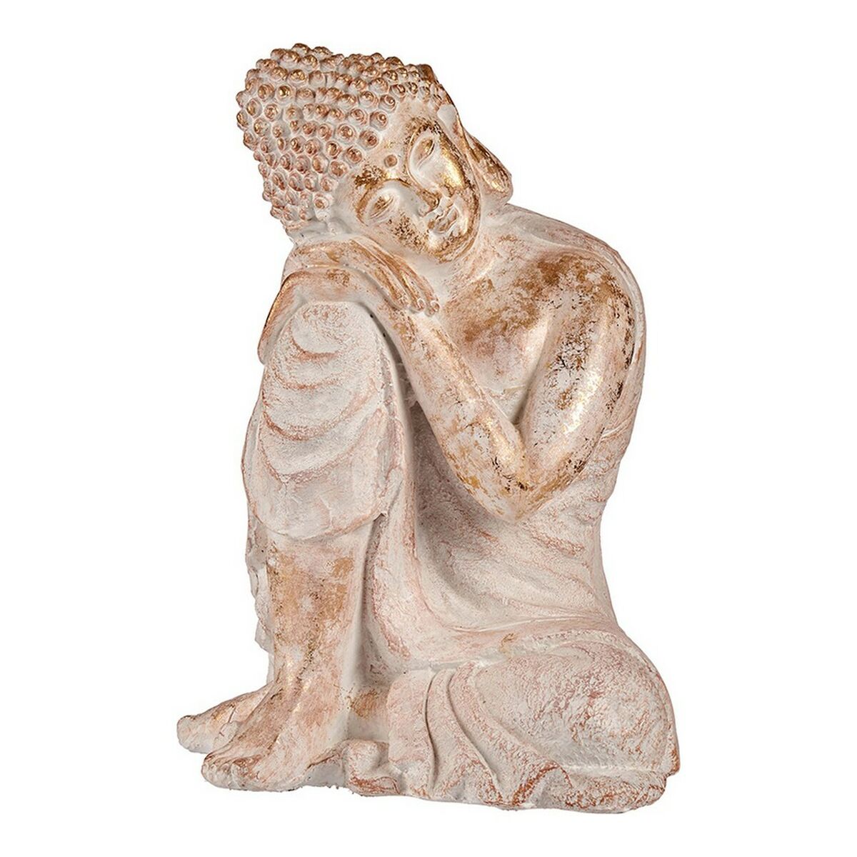 Dekorativ hagefigur Buddha White/Gold Polyresin (35,5 x 54,5 x 42