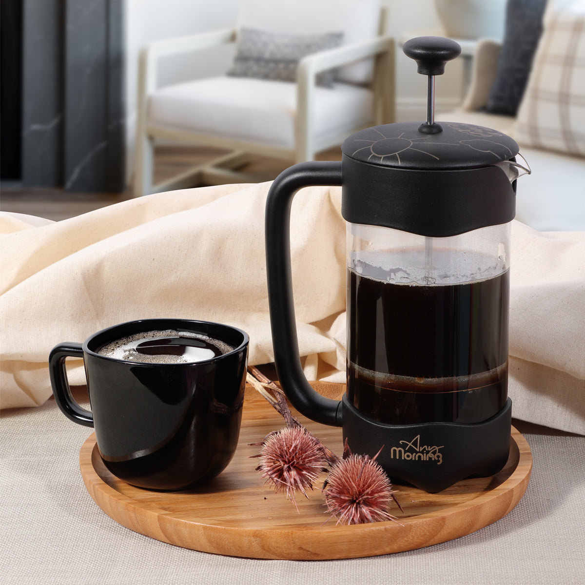 Enhver morgen FY92 French Press Kaffeebereiter, 1000 ml, Schwarz