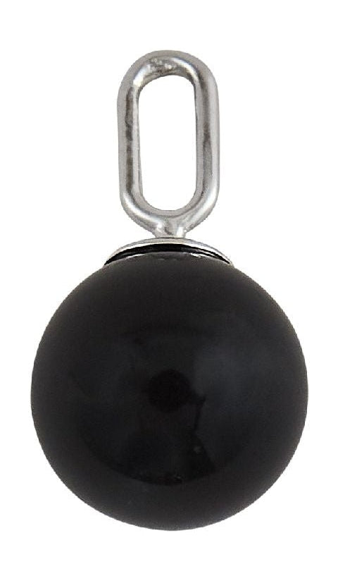 Hönnunarbréf Stone Drop Hearm 8 mm silfur, svart agat