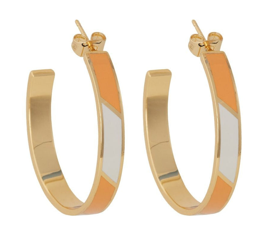 Design Letters Boucles d'oreilles à rayures à rayures 35 mm 2 p cs, orange / blanc