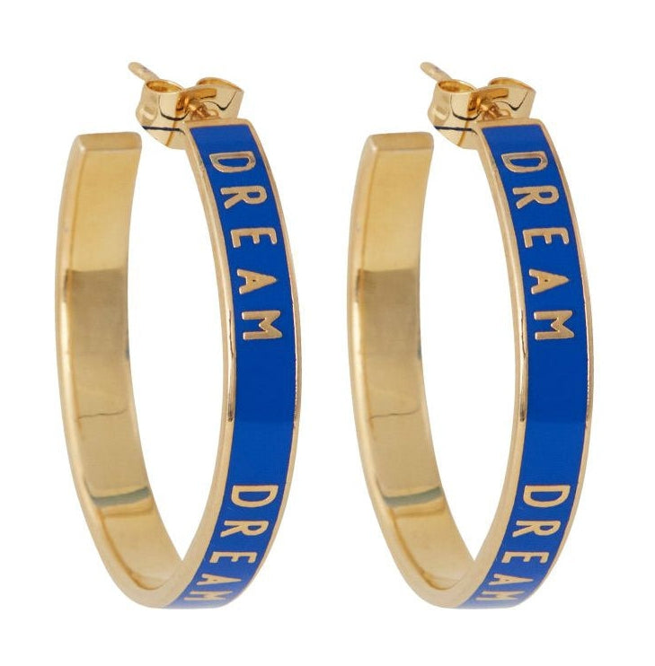 Design Letters Word Candy Earrings 35mm 2 P Cs, Dream/Cobalt Blue