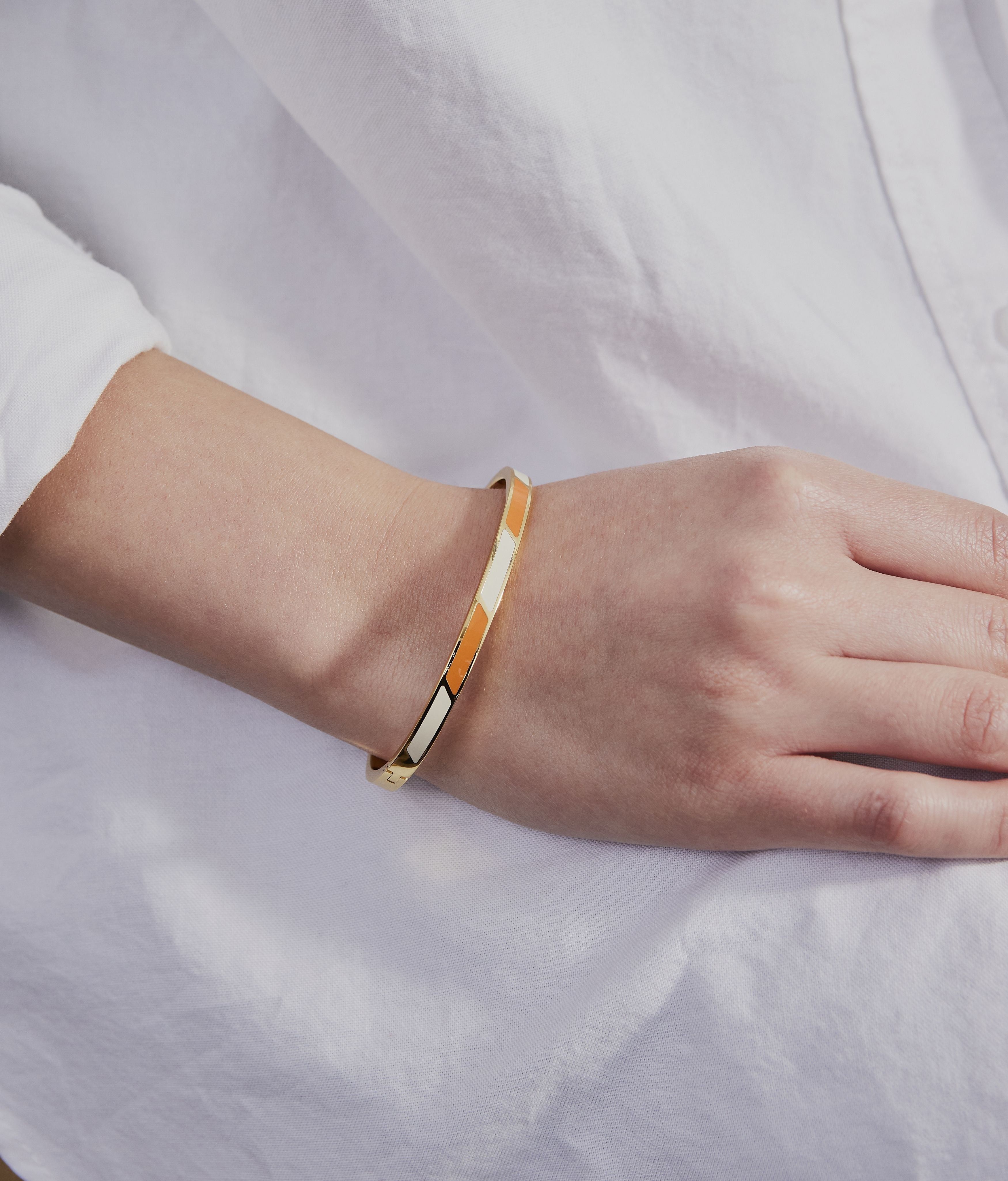 Design Letters Striped Candy Bangle, Orange Tiger/White