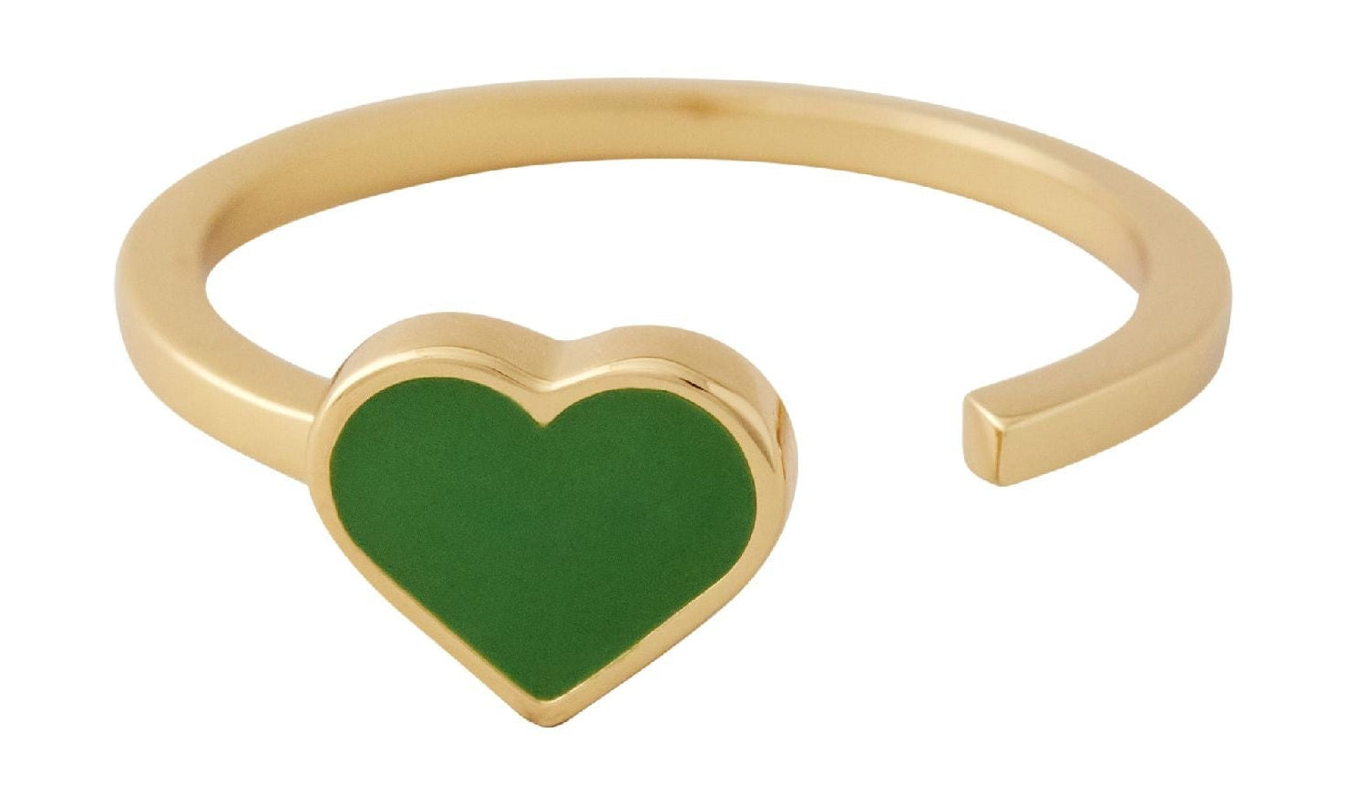 Designbokstaver Emalje hjerte ring gull, gressgrønn