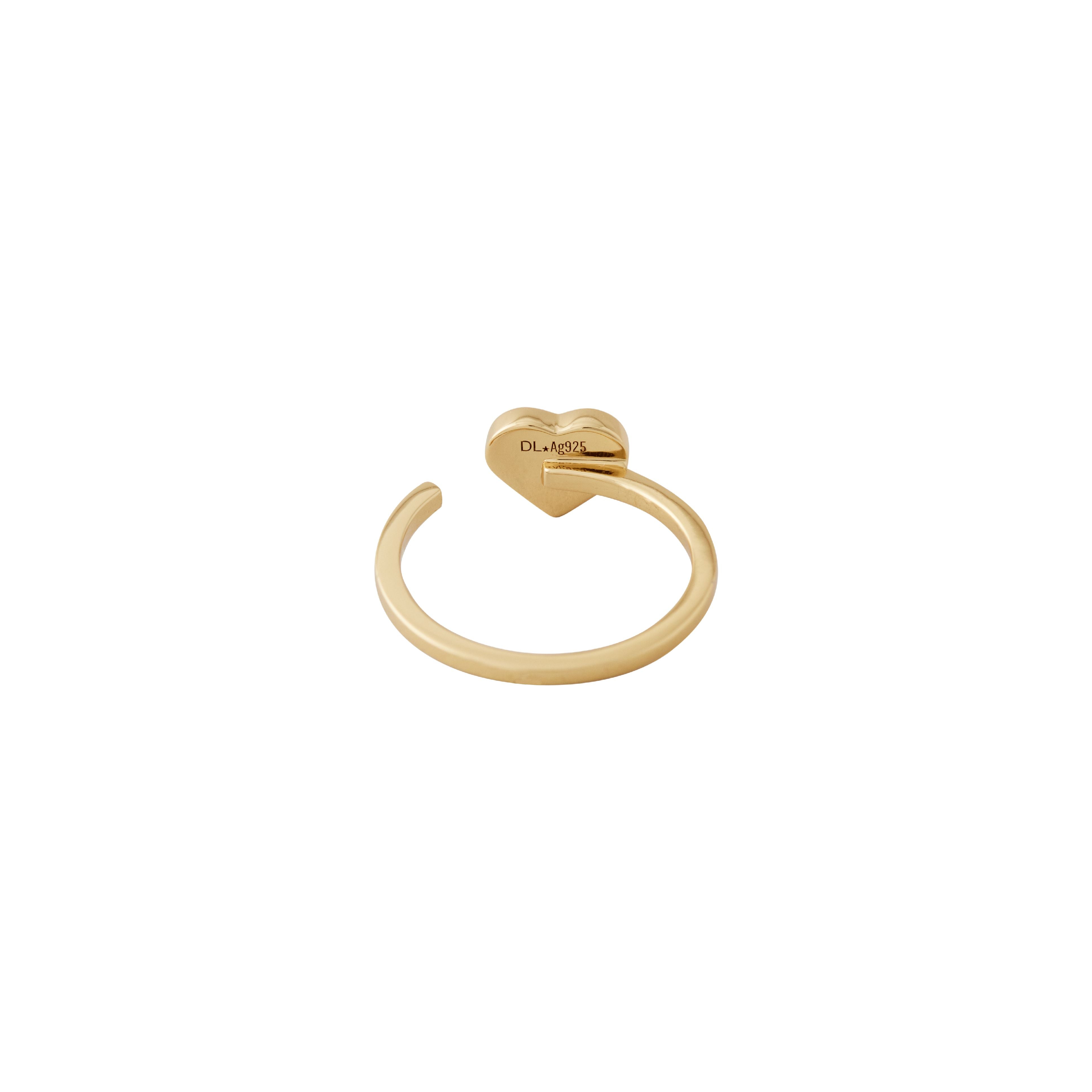 Design Letters Emalje hjerte ring guld, beige