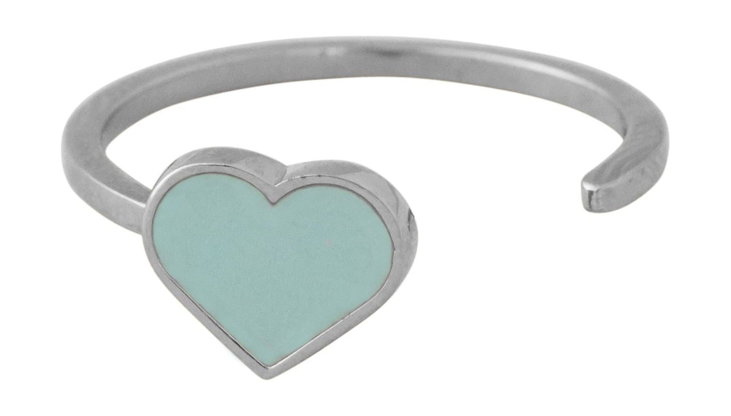 Designbokstaver emalje hjerte ring sølv, mykt grønt