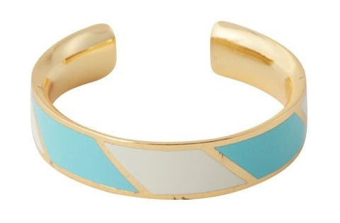 Design Letters Striped Candy Ring, Turquoise/White