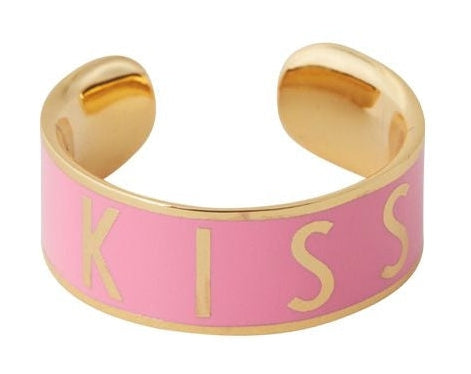 设计字母大词糖果戒指，亲吻/粉红色