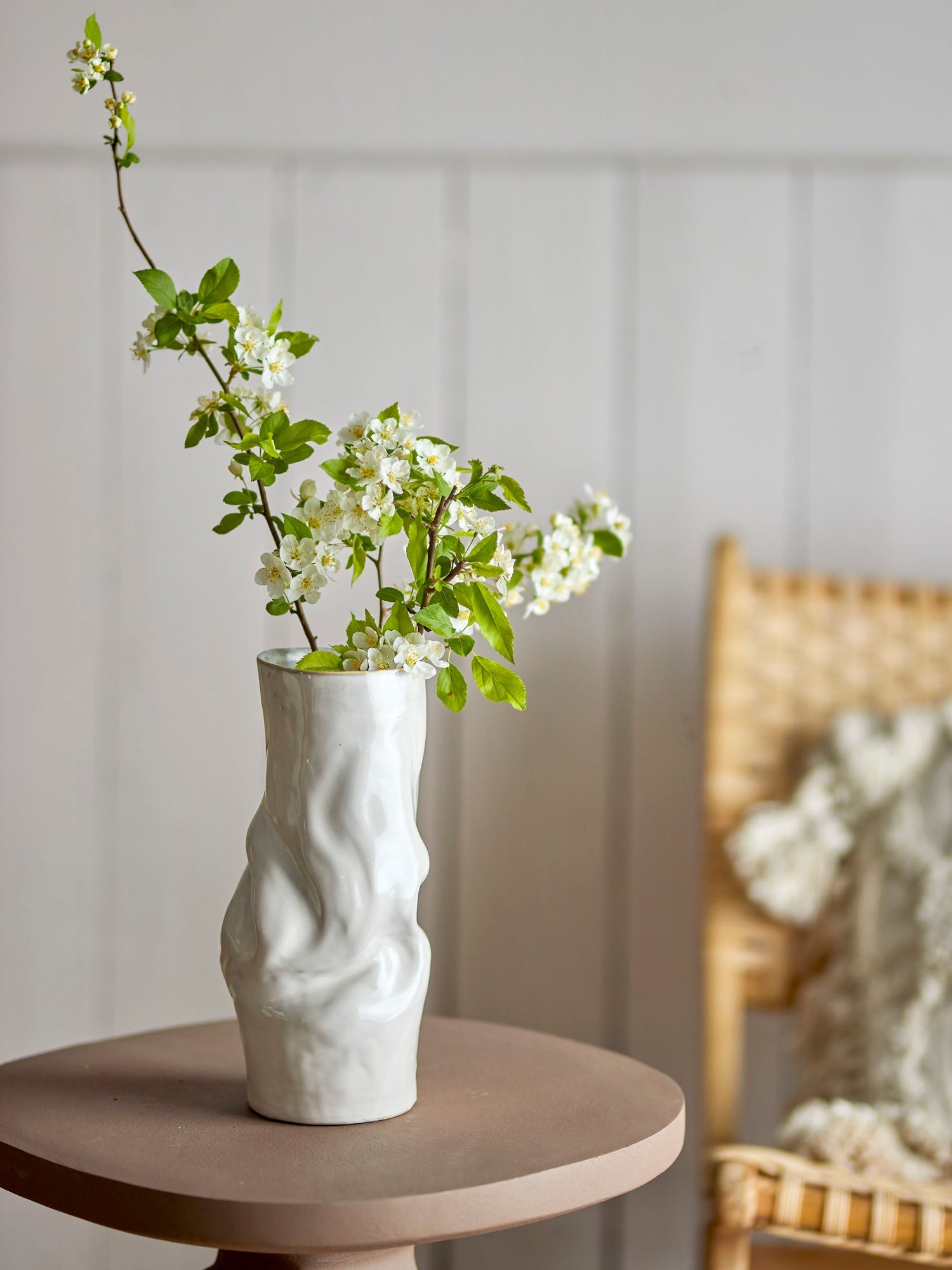 Bloomingville Araba Vase, hvitt, steingods
