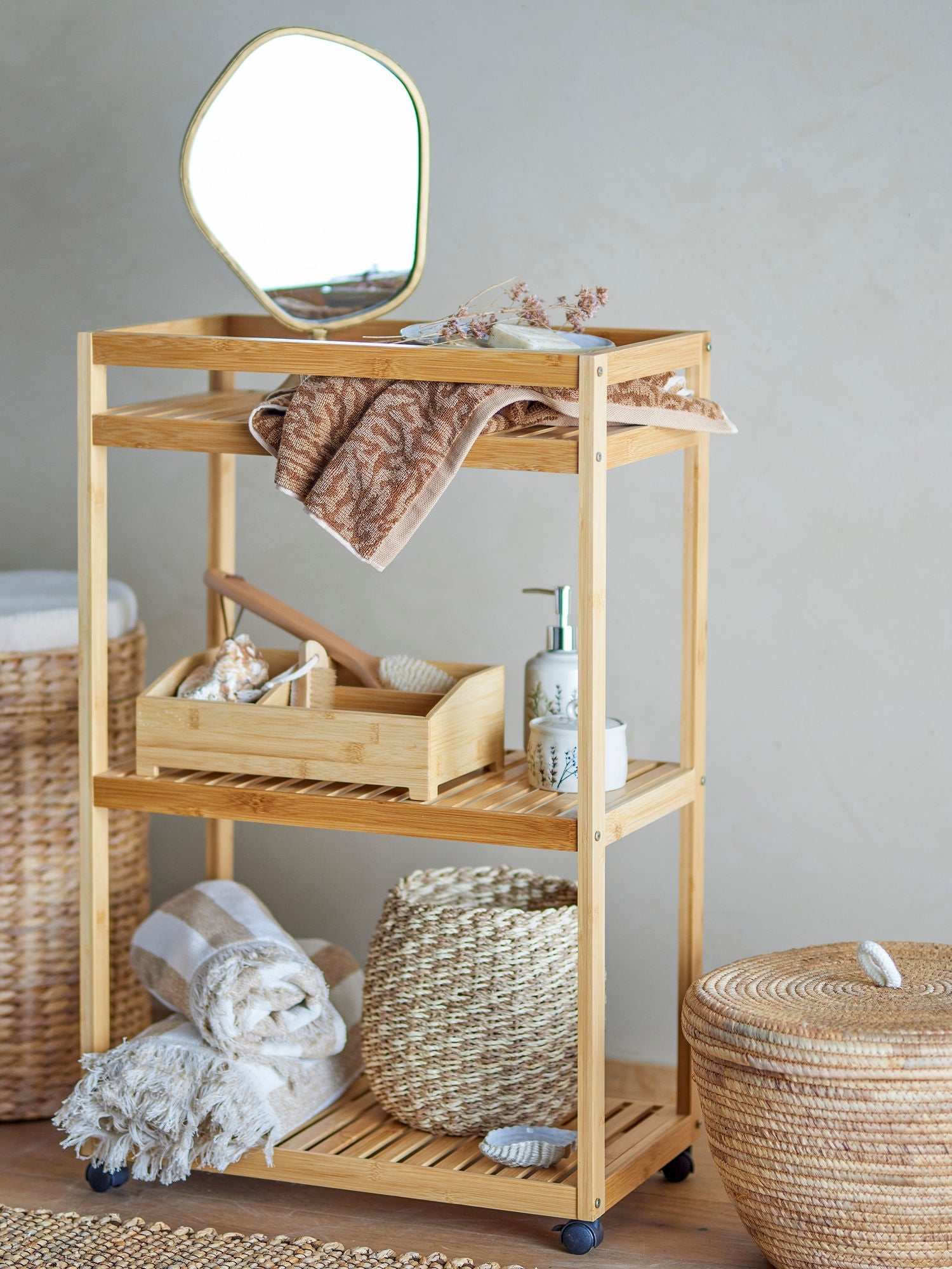 Bloomingville Noi Basket w/Lid, Nature, Water Hyacinth