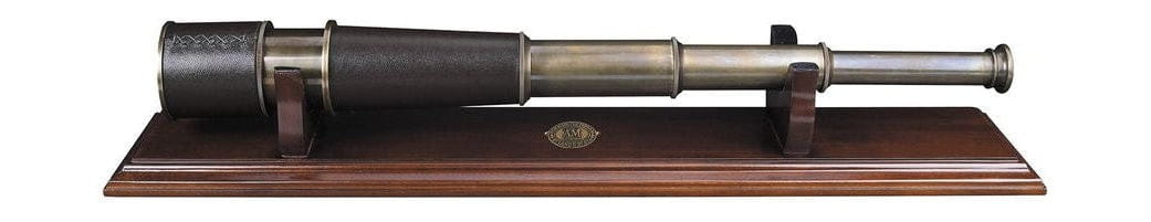 Authentic Models Spyglass Telescope With Leather Panel And Wooden Stand