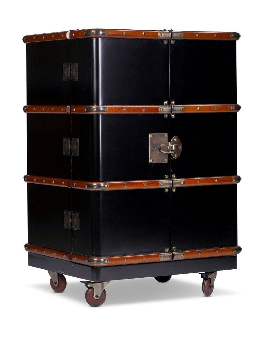 Authentic Models Polo Club Travel Suitcase Cabinet Bar, Black