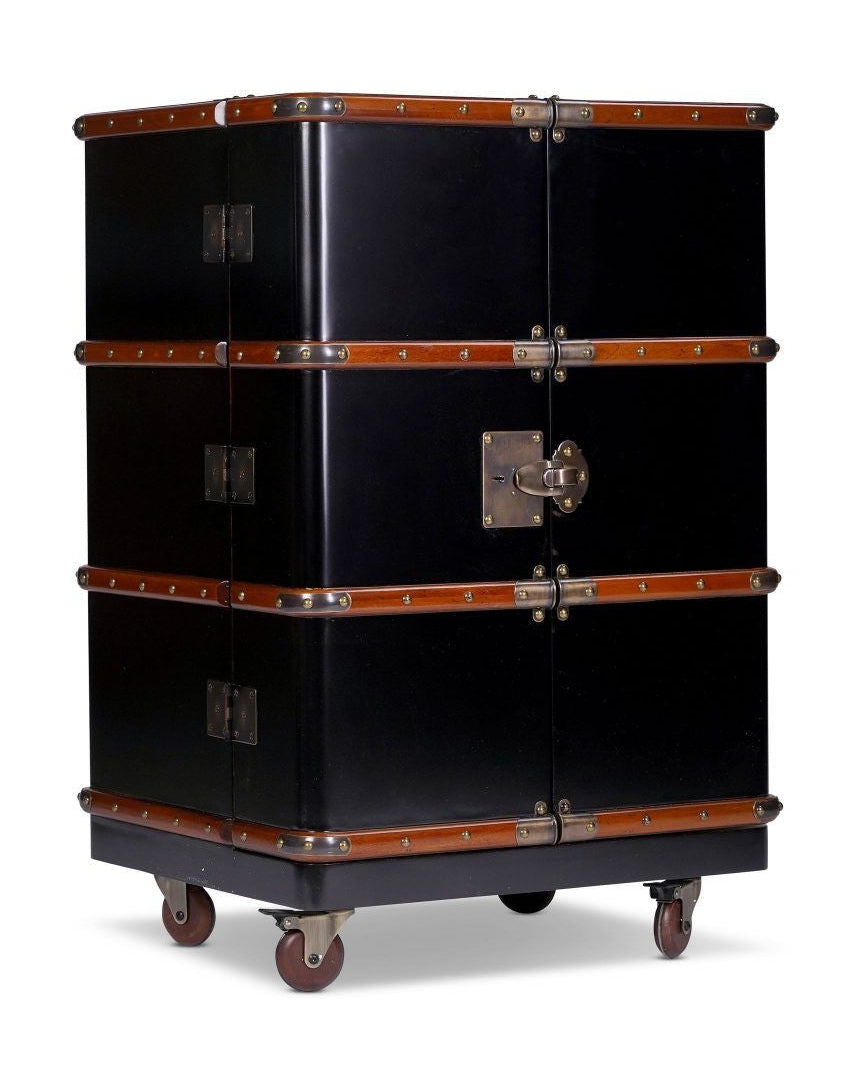 Authentic Models Polo Club Travel Suitcase Cabinet Bar, zwart