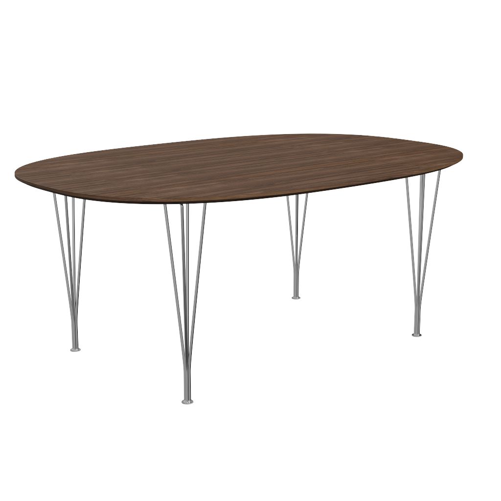 Fritz Hansen Superellipse eettafel chroom/walnootfineer, 120 x180 cm