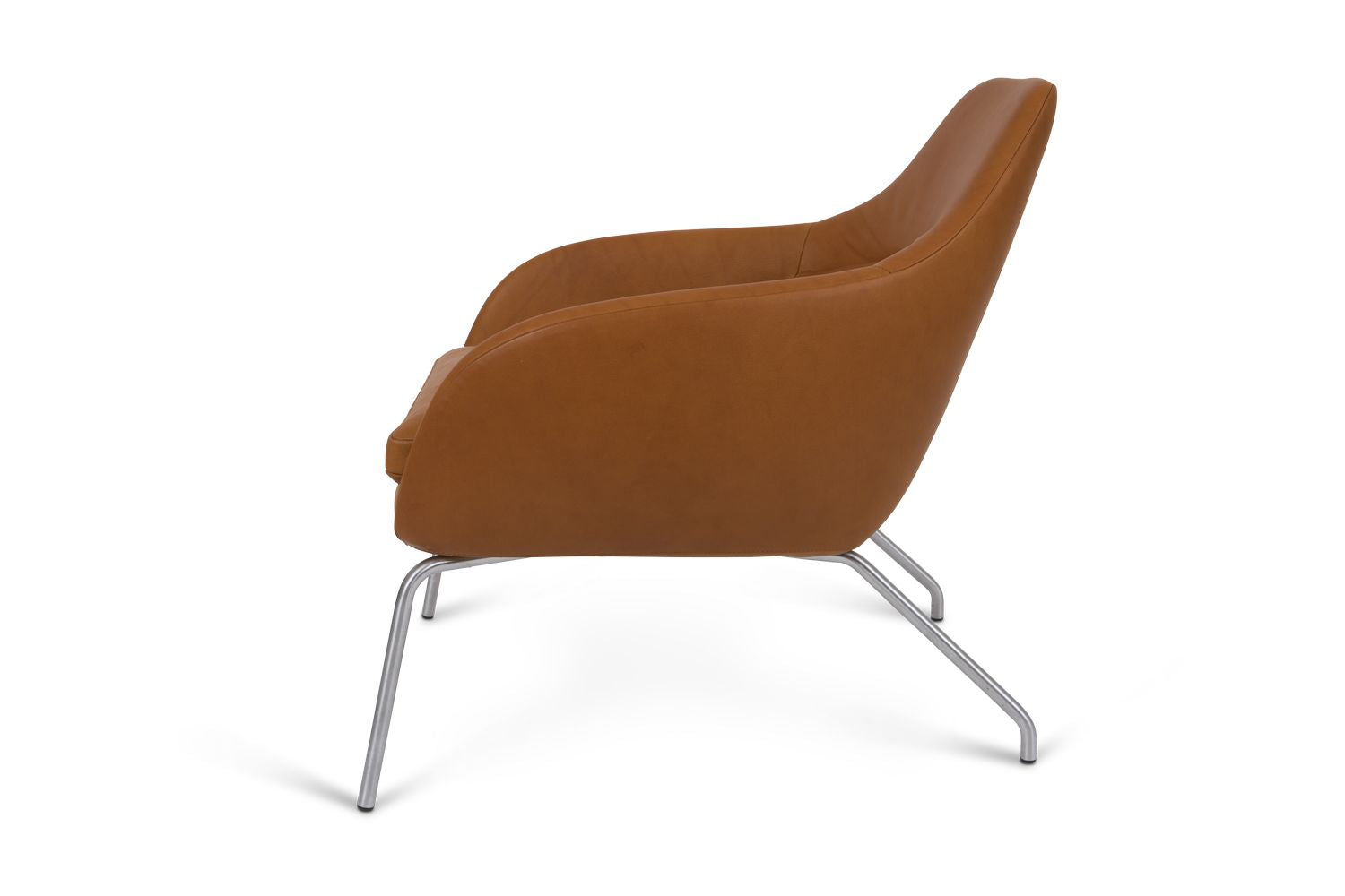 Bent Hansen Asento Lounge -stol, børstet stål/Cognac Adrian Leather