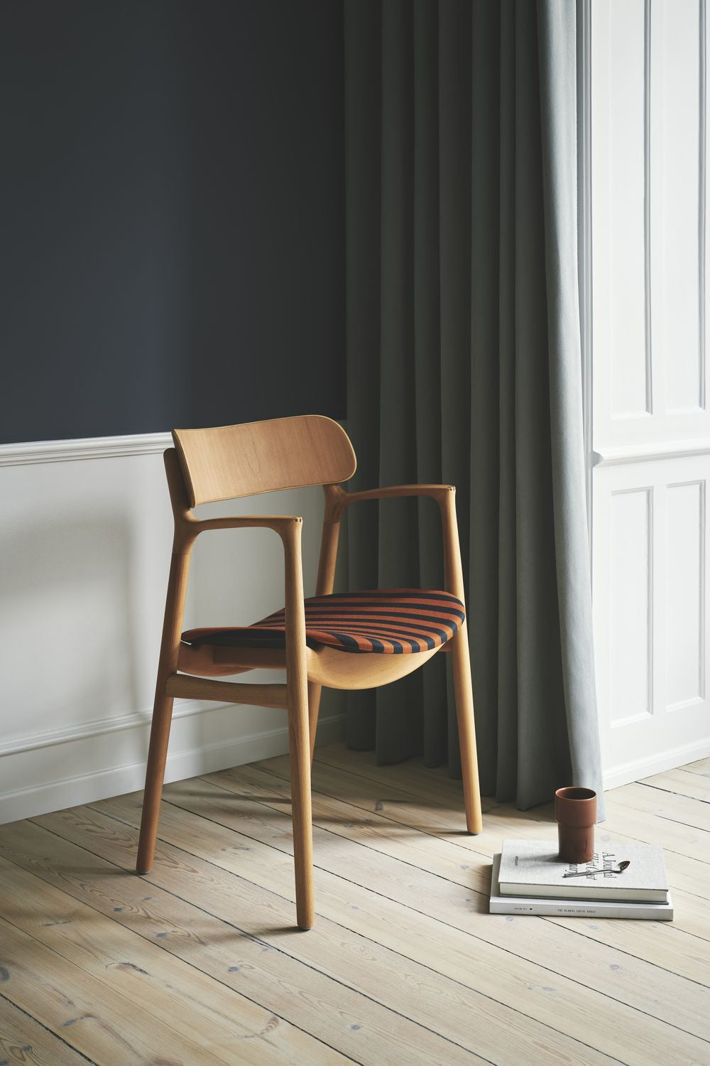 弯曲的Hansen Asger椅子座椅座椅，上油橡木/布朗特Zenso皮革