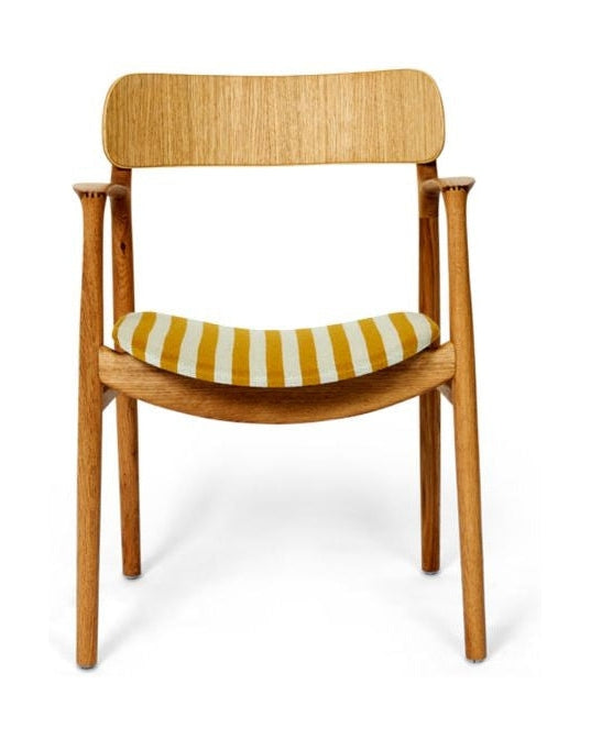弯曲的Hansen Asger椅子座椅座椅，上油橡木/Vils面料（22 140/112）