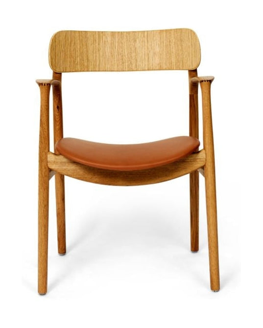 Bent Hansen Asger Stol Polsters Seat, Oil Oak/Whisky Ranchero Leather