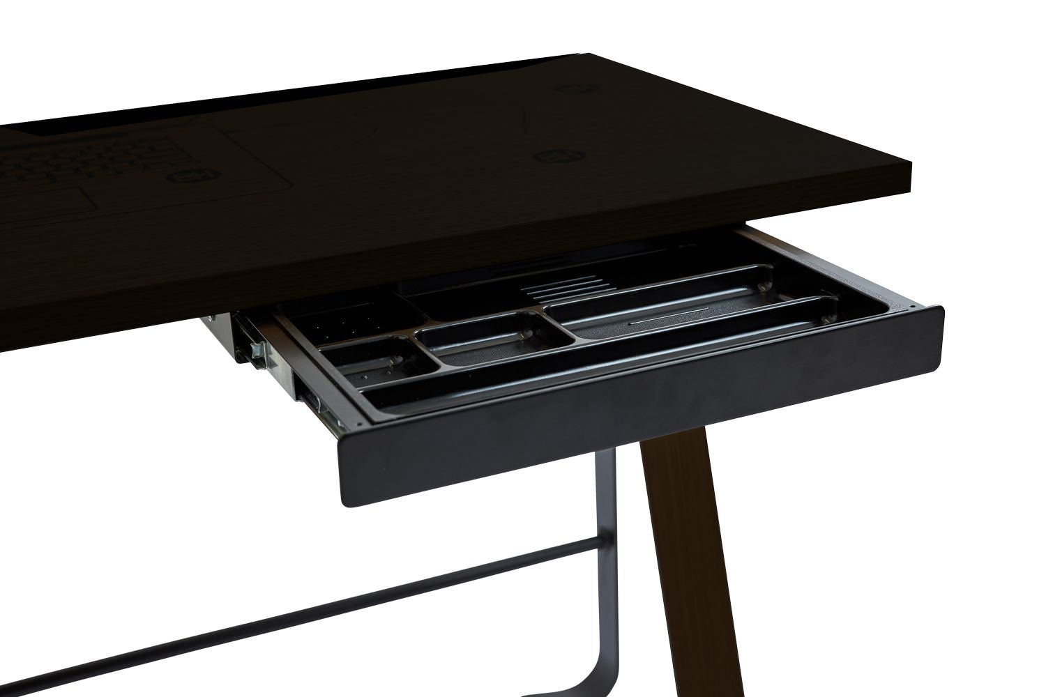 Desk Hansen Hemingway Bent Hansen con cajón l 120 cm, roble lacado mate/linóleo negro