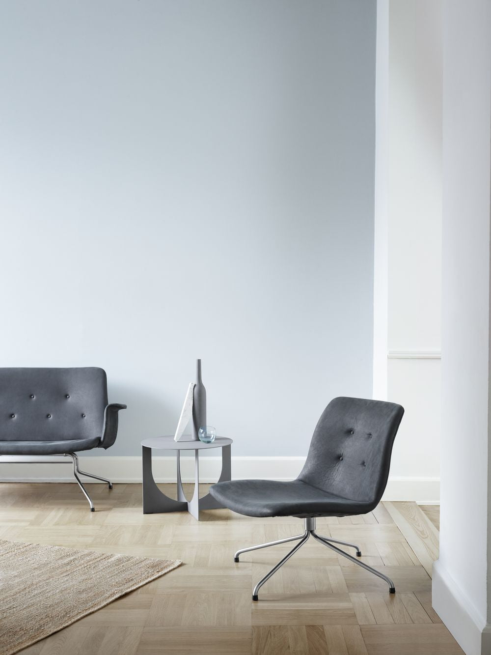 Bent Hansen Primum Lounge Chair With Armrests, Black Frame/Cognac Adrian Leather