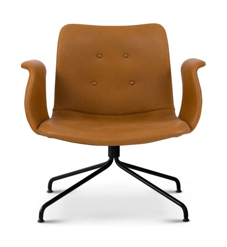 弯曲的Hansen Primum Lounge椅子，带有扶手，黑色框架/Cognac Adrian皮革