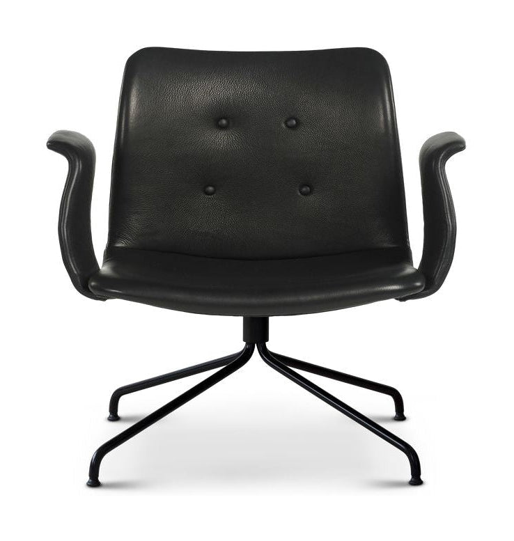 Bent Hansen Primum Lounge -tuoli käsinojilla, musta kehys/musta zenso -nahka