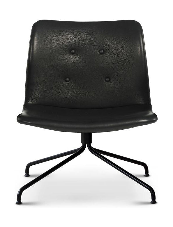 弯曲的汉森·普里姆姆（Hansen Primum）休息椅，没有扶手，黑色框架/黑色Zenso皮革