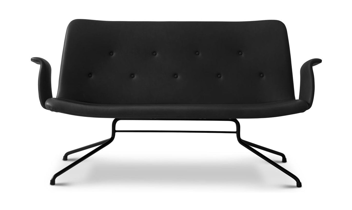 Bent Hansen Primum 2 persons sofa med armlener, ramme i svart pulverlakkert stål/svart Adrian Leather