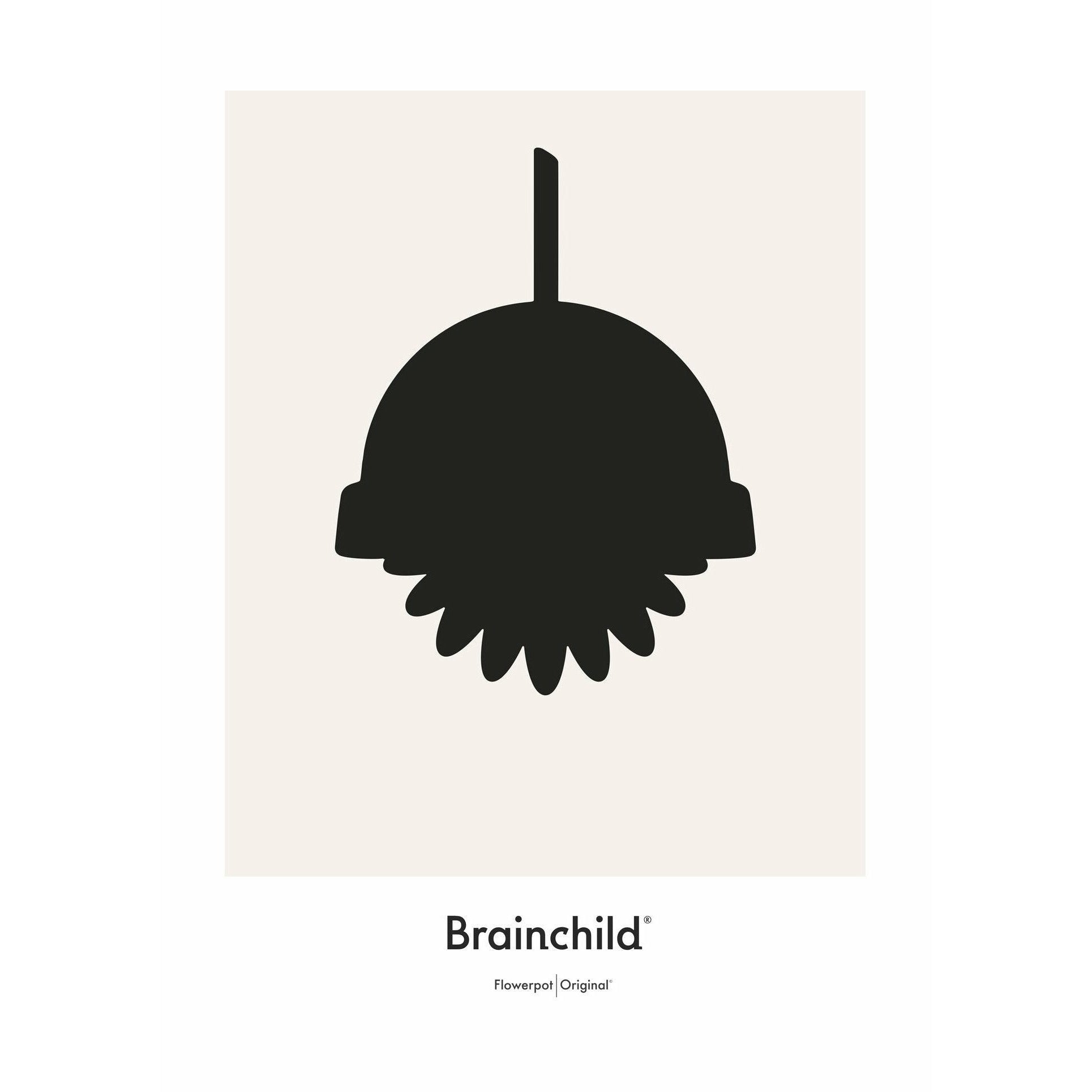 Brainchild Flowerpot Design Icon Poster uten ramme 30 x40 cm, grå