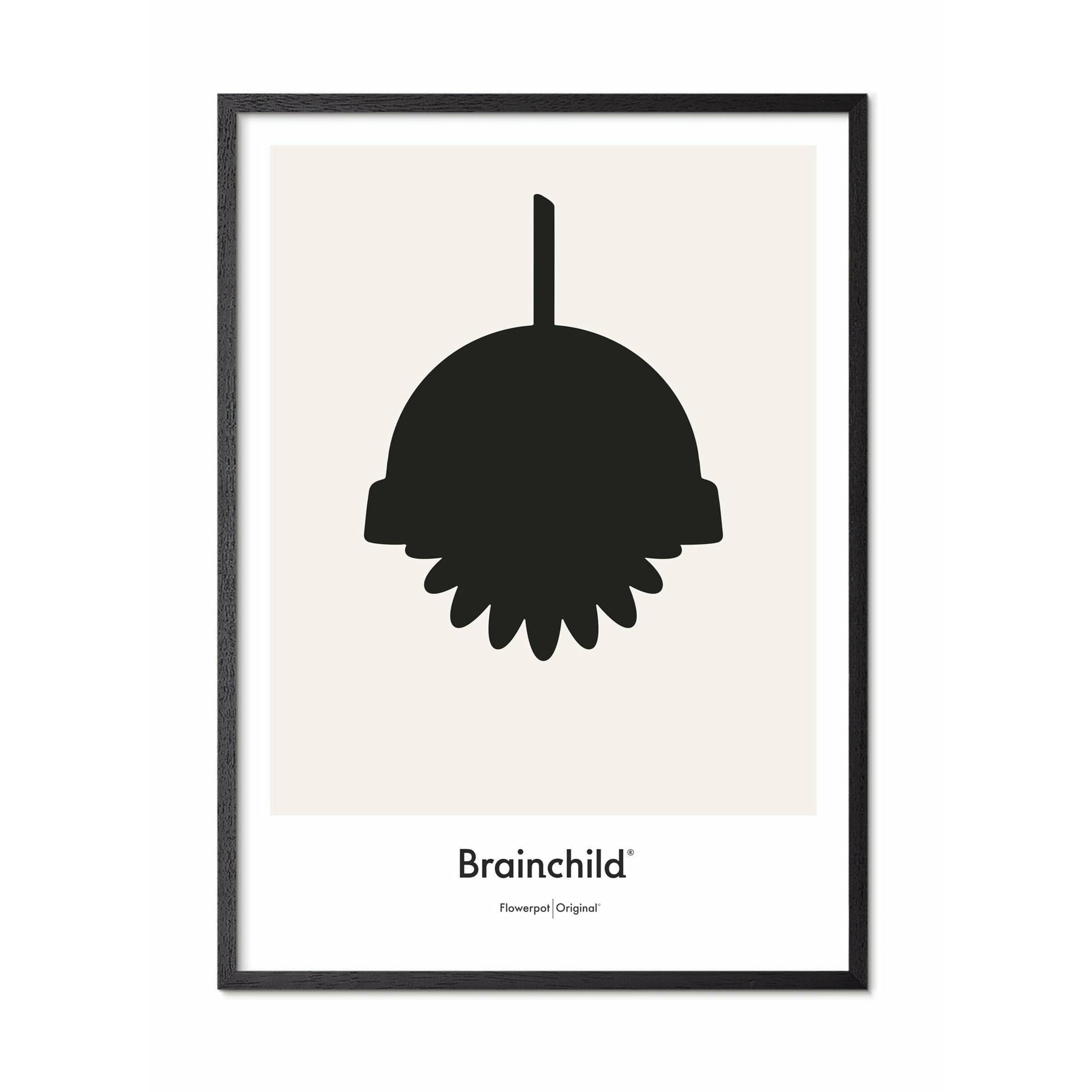 Poster icona del design del vaso floreale da un'idea, cornice in legno laccato nero 30x40 cm, grigio
