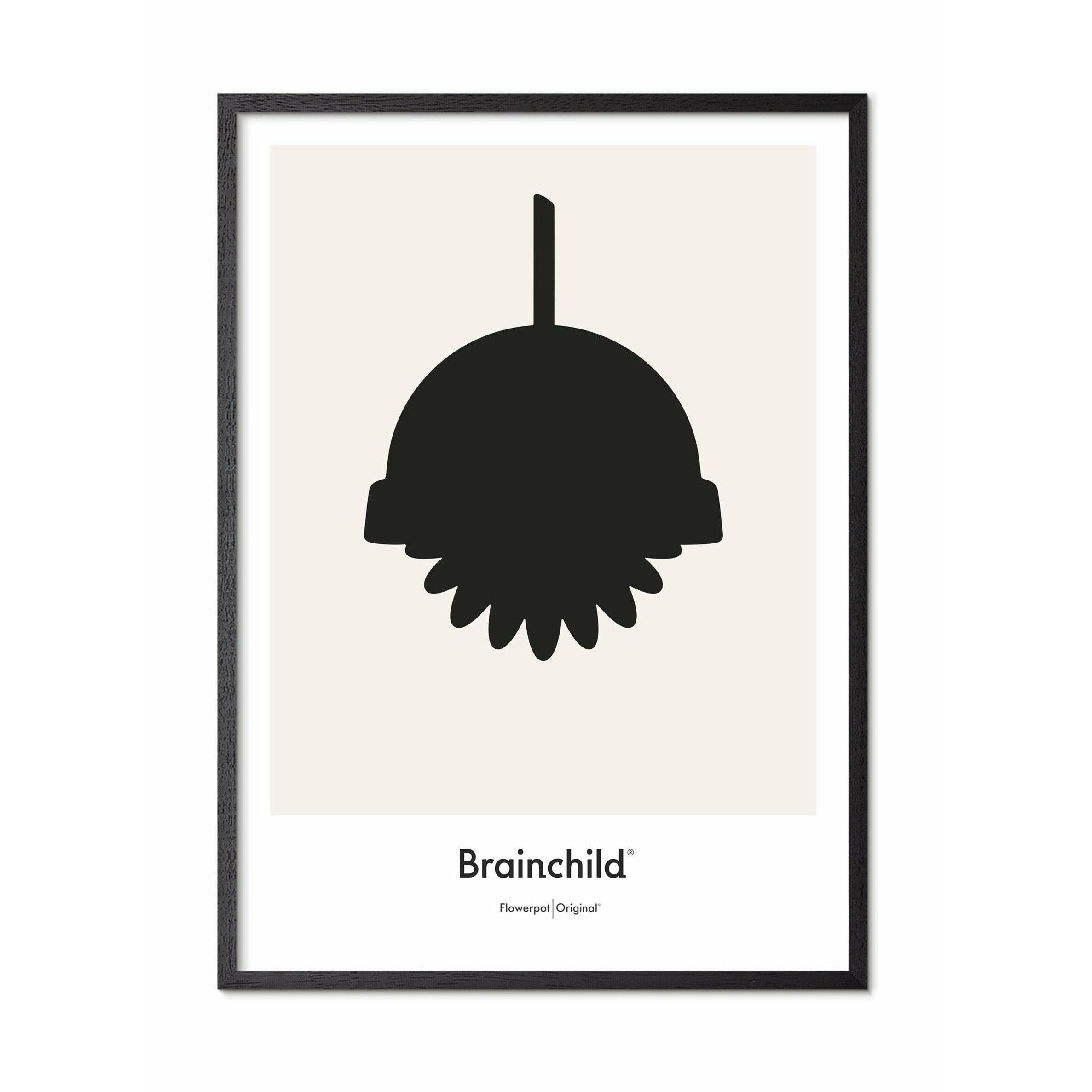Poster Icon Design del vaso floreale da un'idea, cornice in legno laccato nero 50x70 cm, grigio