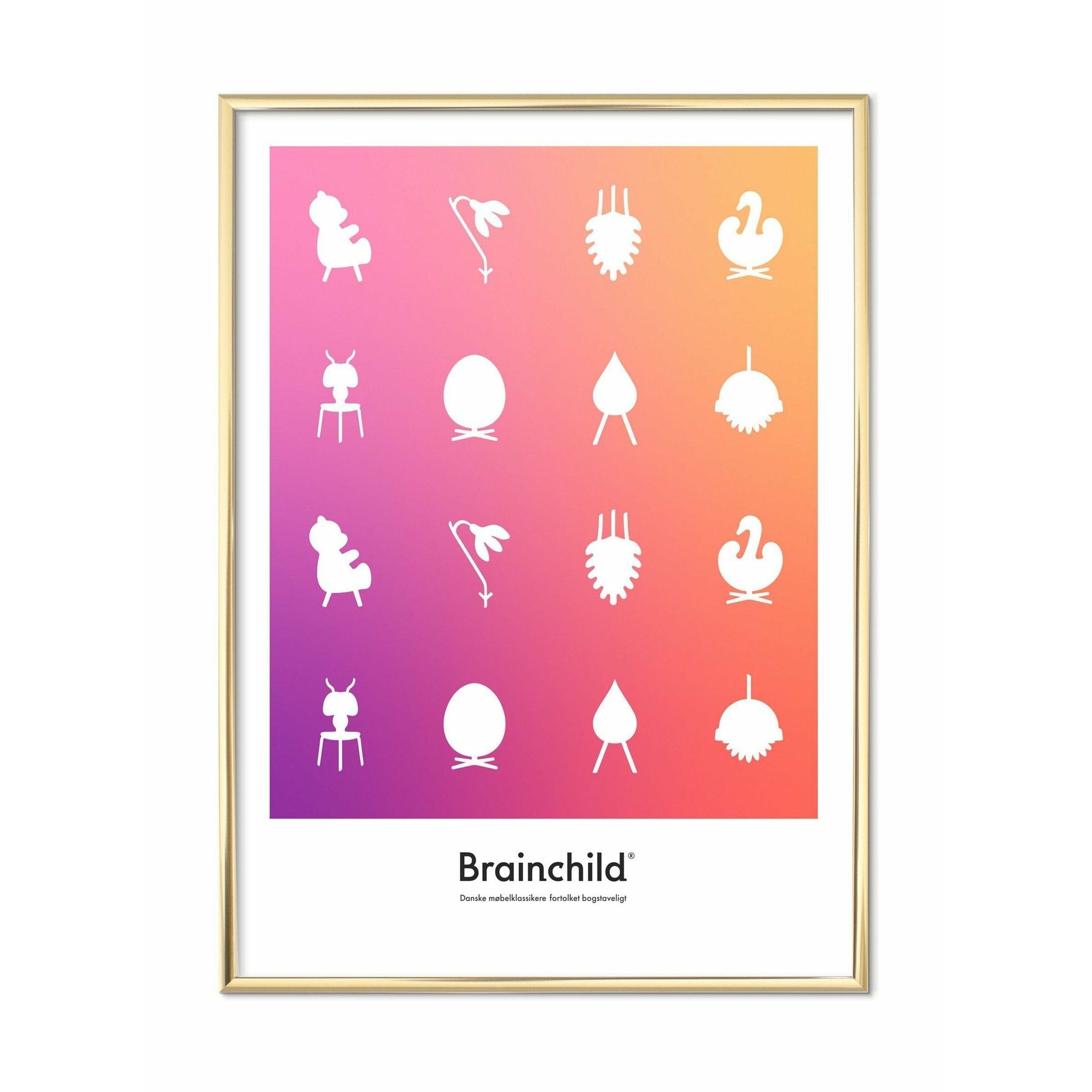 Brainchild Ontwerppictogram Poster, messing gekleurd frame 30 x40 cm, kleur