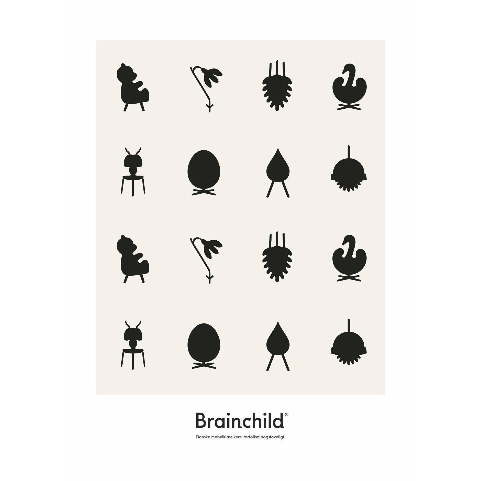 Brainchild Designikonplakat uden ramme 70 x100 cm, grå