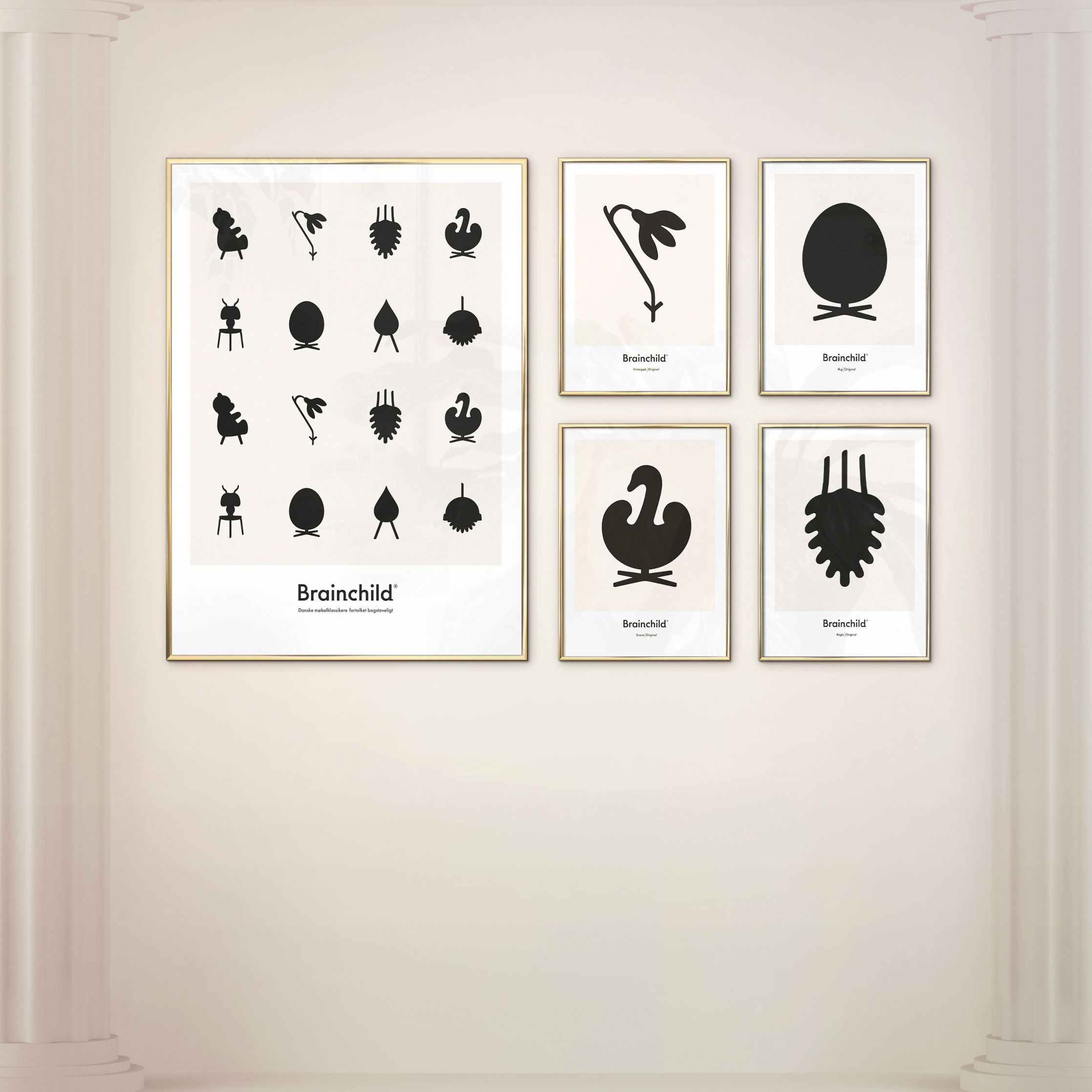 Brainchild Suunnittelukuvakkeen juliste, kehys, joka on valmistettu kevyestä puusta 70 x100 cm, harmaa