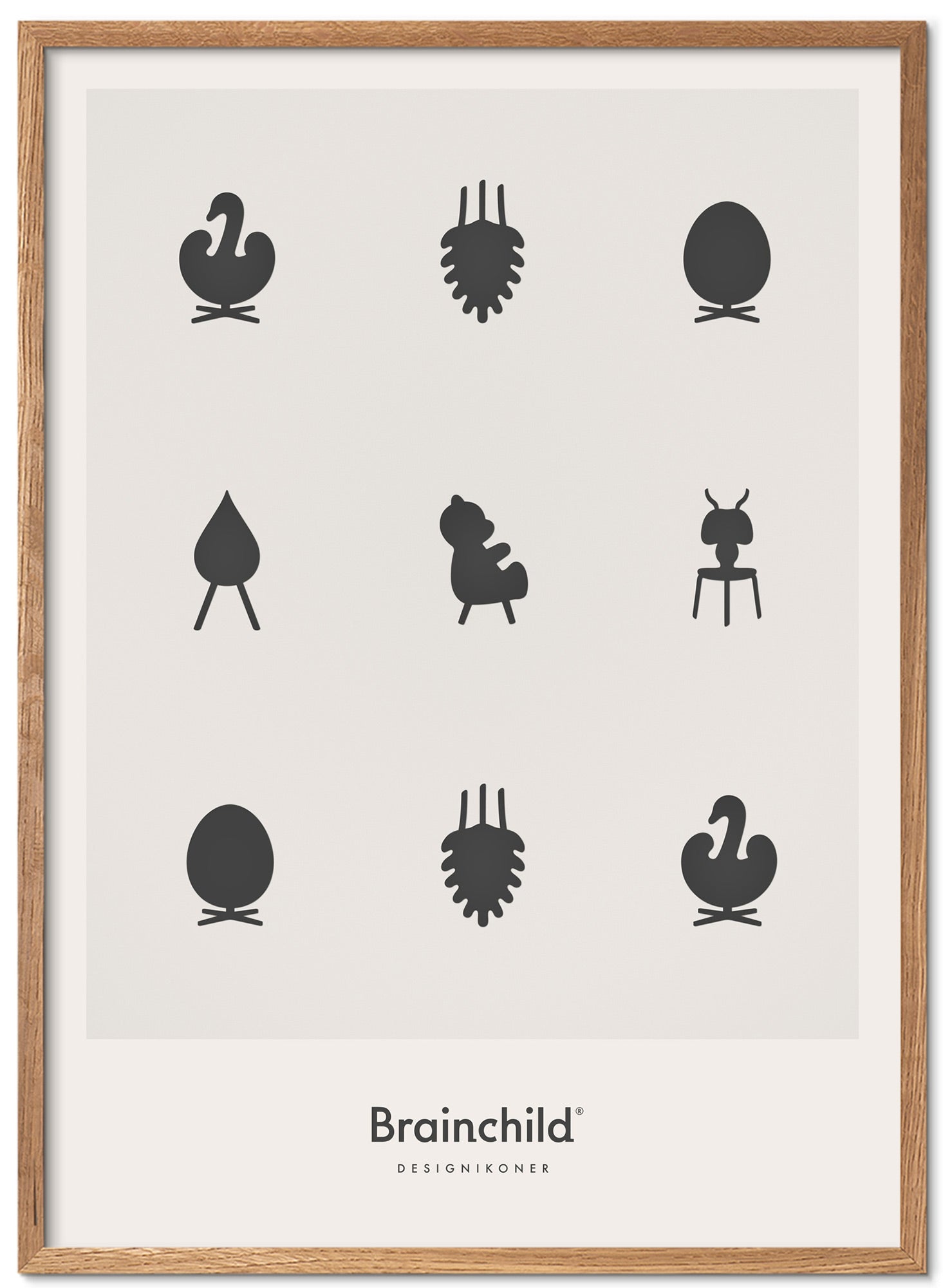 Marco de póster de iconos de diseño de creación de madera clara 70x100 cm, gris claro