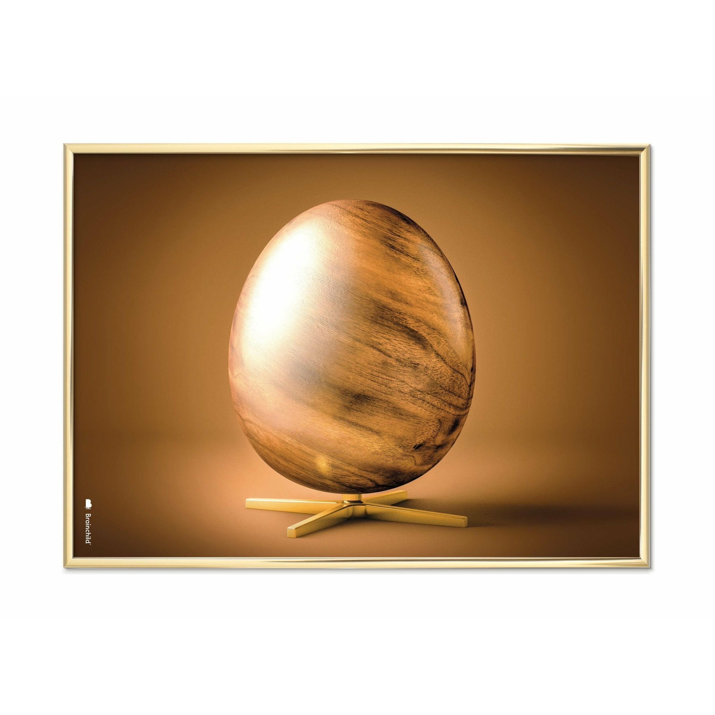 Brainchild Egg Cross -formatplakat, messingfarget ramme 30x40 cm, brun