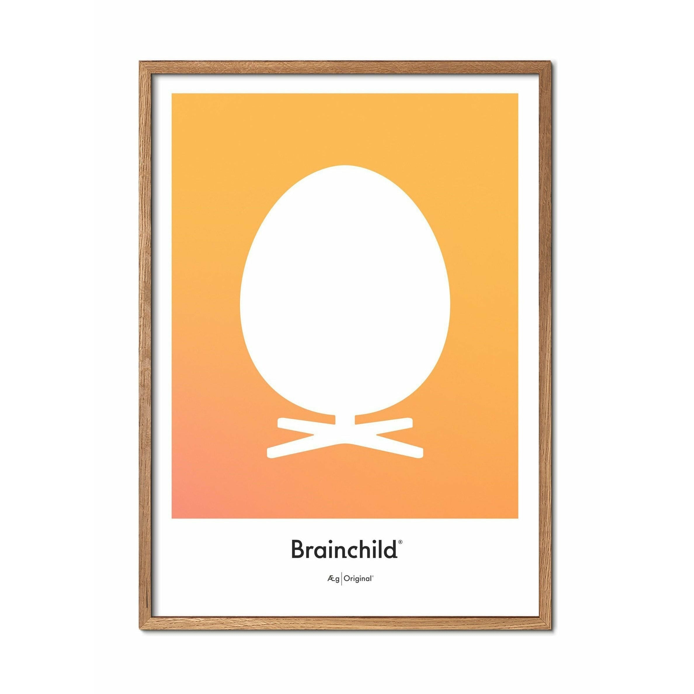 Brainchild Egg Design Icon Poster, Frame Made Of Light Wood A5, Yellow