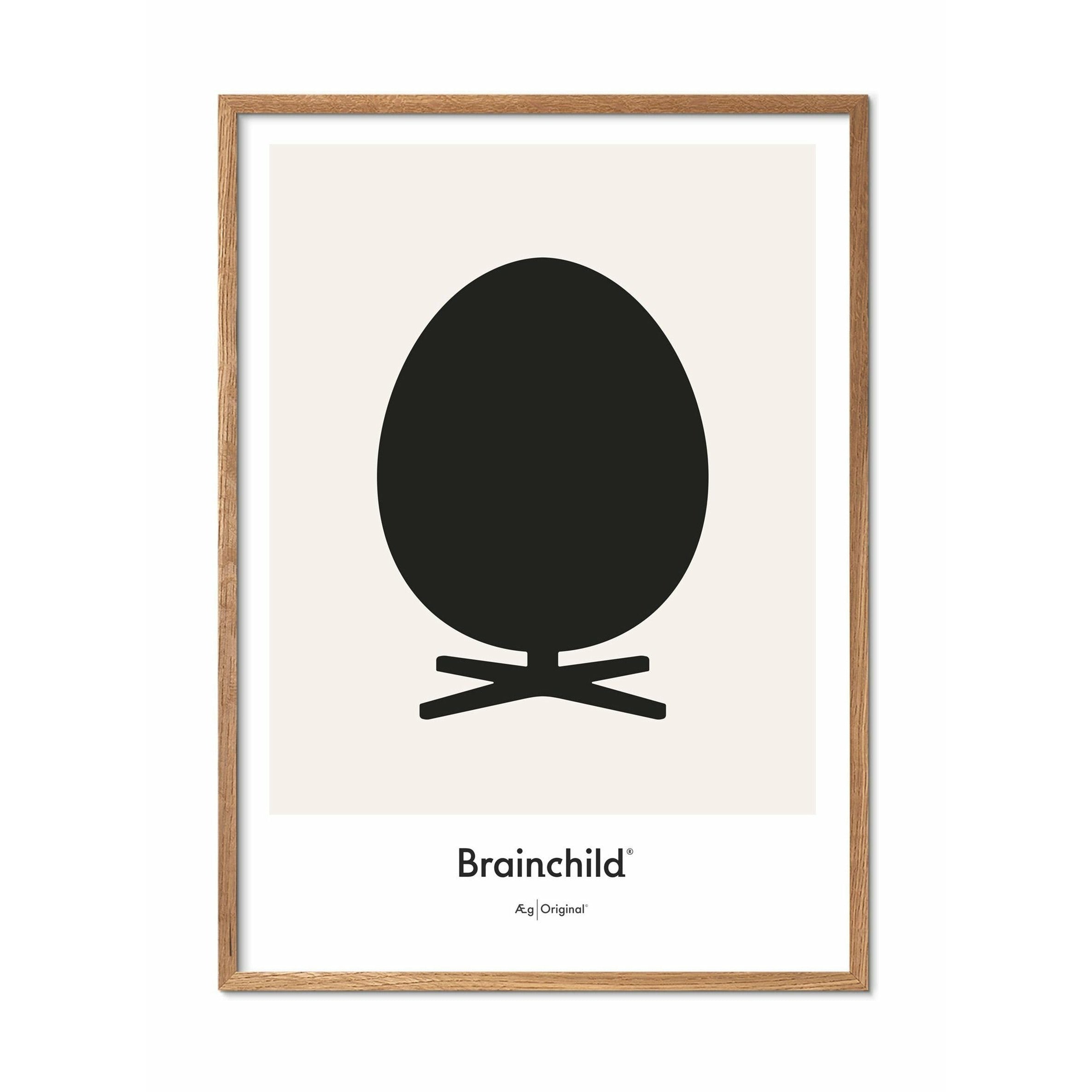 Brainchild Ei -ontwerppictogram Poster, frame gemaakt van licht hout a5, grijs
