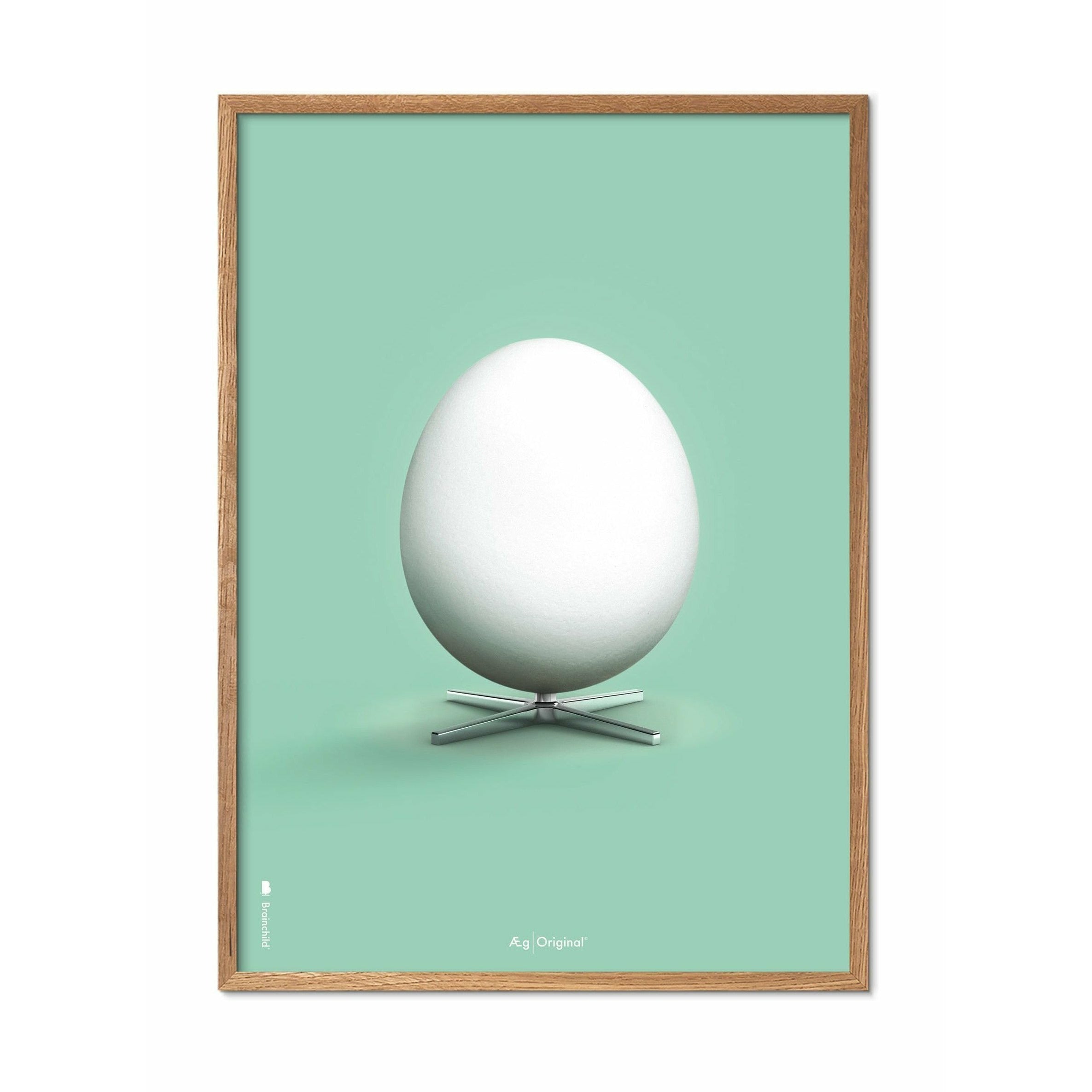 brainchild Egg Classic Poster, frame gemaakt van licht hout A5, mintgroene achtergrond