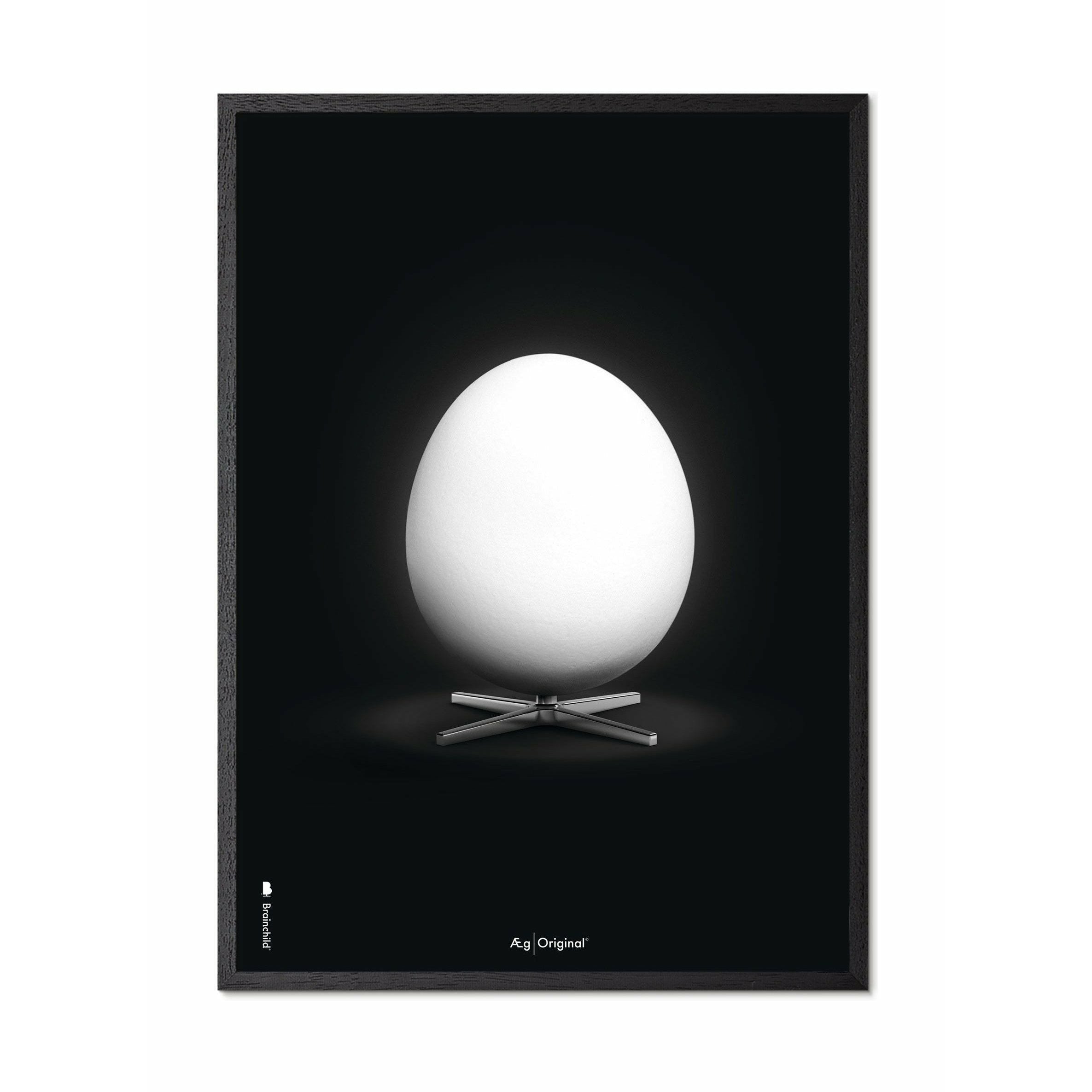创意鸡蛋经典海报，黑色漆木30x40厘米的框架，黑色背景