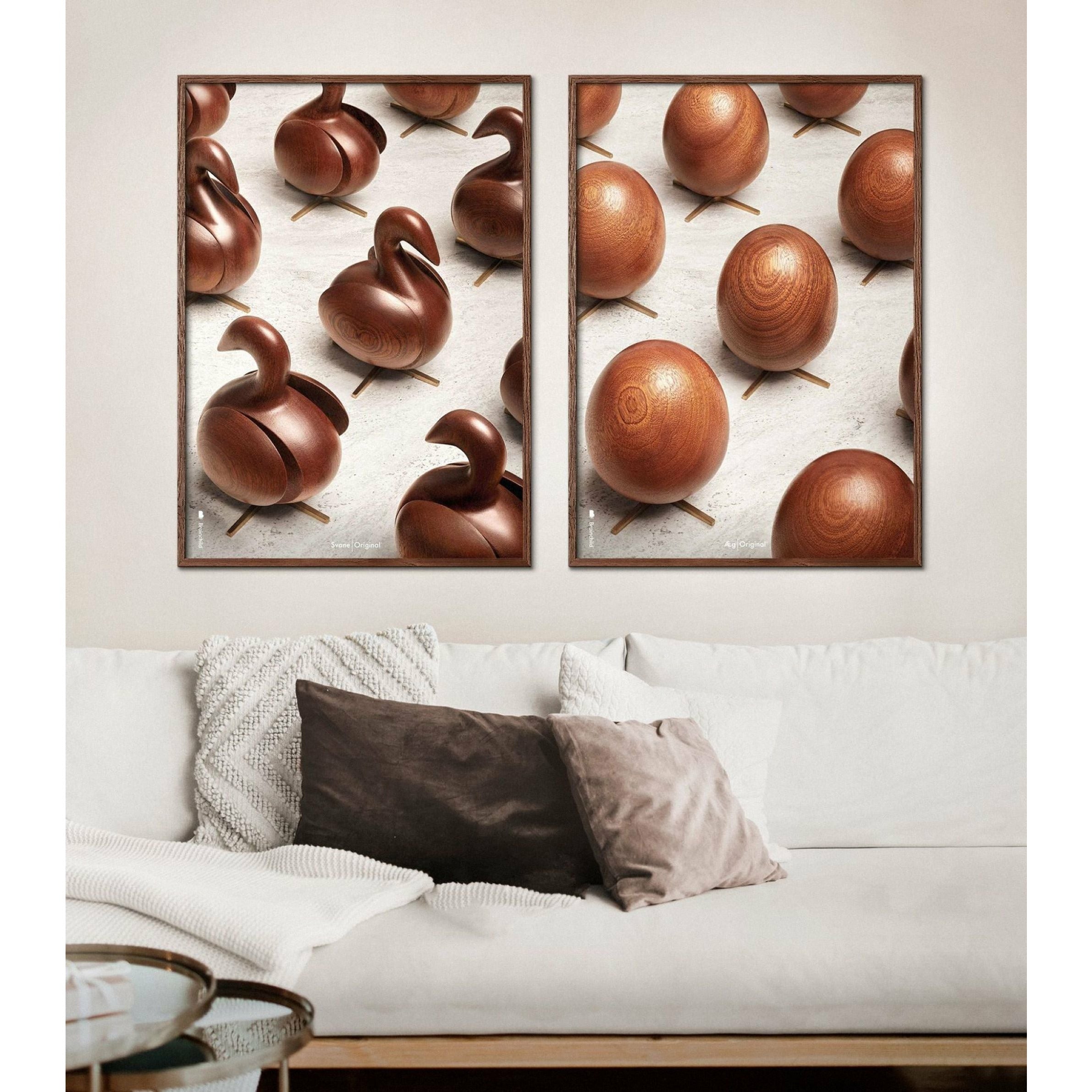 Póster de desfile de huevos de creación, marco hecho de madera oscura, 70 x100 cm